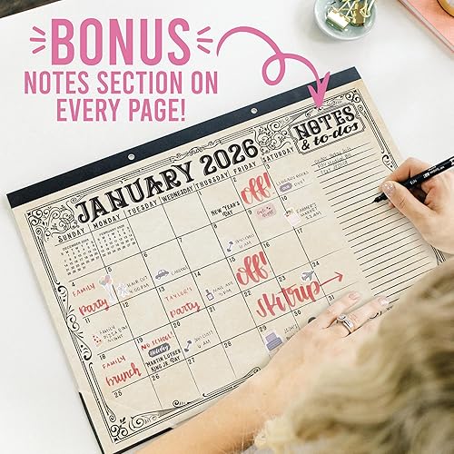 Miniatura 7 de Hadley Designs Calendario de escritorio grande 2026-2027, calendarios mensuales de escritorio para profesores 2026-2027, calendario de escritorio