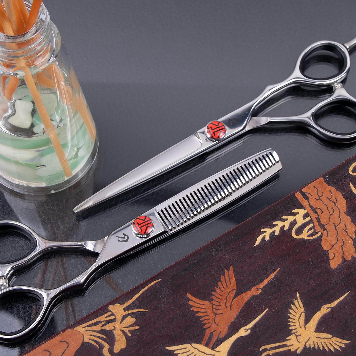 Katana Classic Professional 6.5" Shear Set by Tokko Shears, Premium 440C Japanese Steel Regular and Thinning Scissors for Barbers and Salon Professionals : Beauty & Personal Care