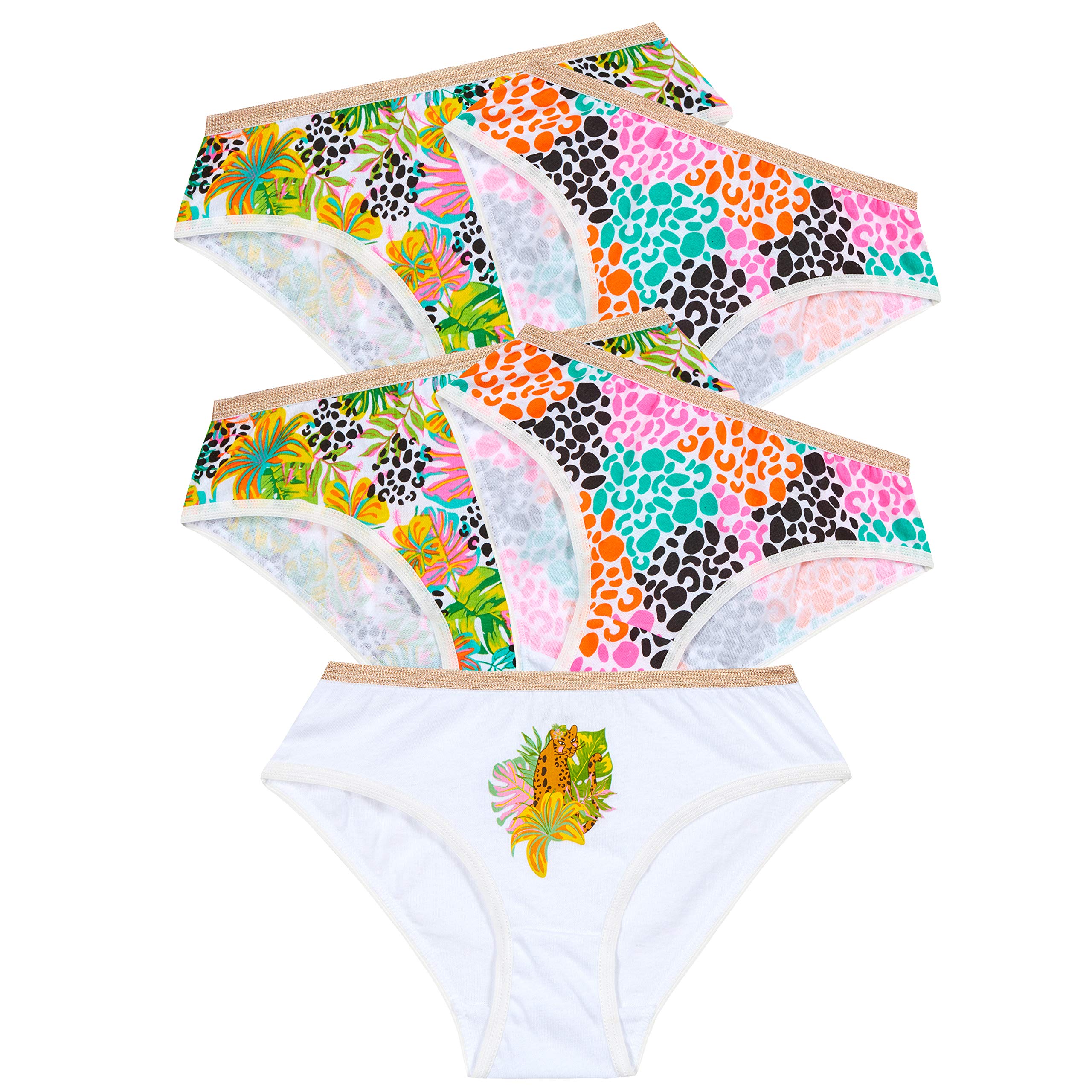 Metzuyan Girls Briefs Underwear Hipsters 100% Cotton Underpants Knickers Tropical 2-3