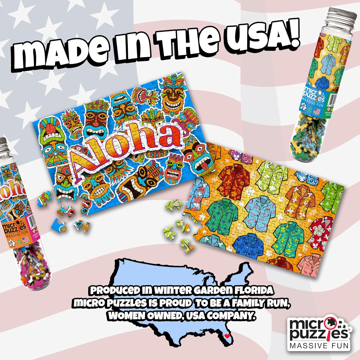 MicroPuzzles “Aloha” Hawaiian Tiki 2-Pack - Mini Puzzles for Adults, 150 Piece Small Puzzles for Adults and Teens - Compact and Challenging Portable Jigsaw Puzzles for Travel and Relaxation
