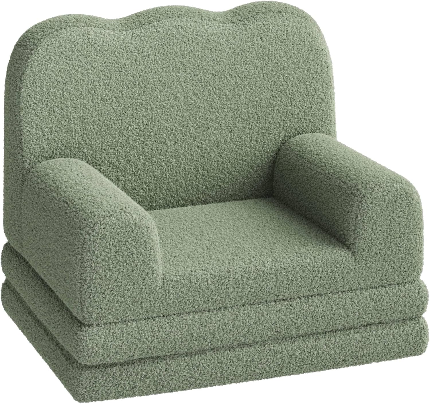 Kids Couch, 2-in-1 Convertible Teddy Fleece Fabric Toddler Sofa Chair, Soft Fold Out Couch Lounger for Kids, Comfy Children's Sofa Bed for Playroom, Nursery, Birthday Gift