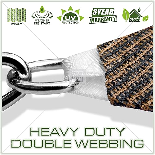 Miniatura 4 de ColourTree CTAPT24 - Toldo de malla (bloqueo de rayos UV, triángulo recto), uso comercial intensivo, toldo tipo vela para el sol, tamaño