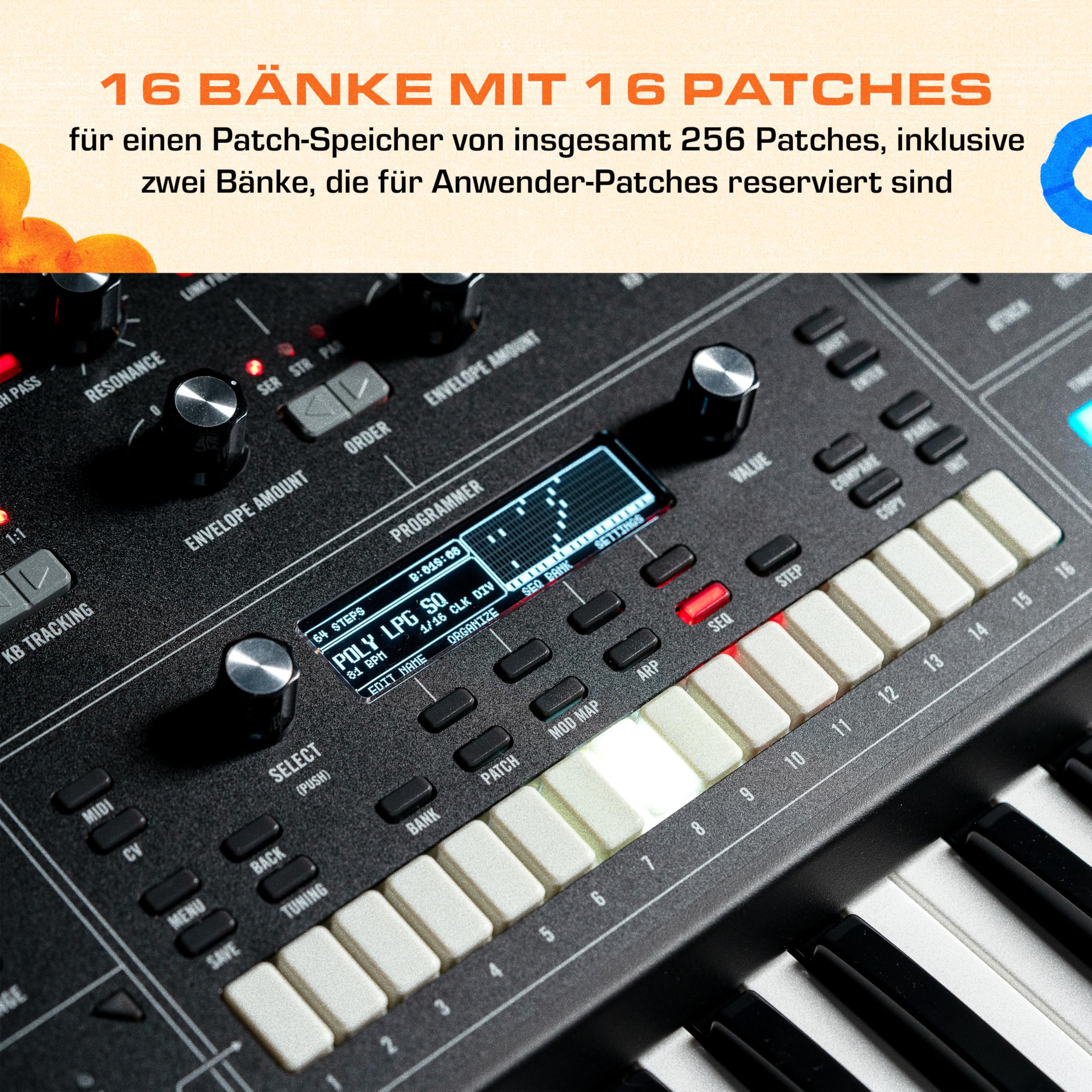 MOOG Muse 8-stimmiger analoger polyphoner Synthesizer | Bi-timbraler Synth, 61 Tasten, 64-Step-Sequencer, 256 Patches und Diffusion-Delay
