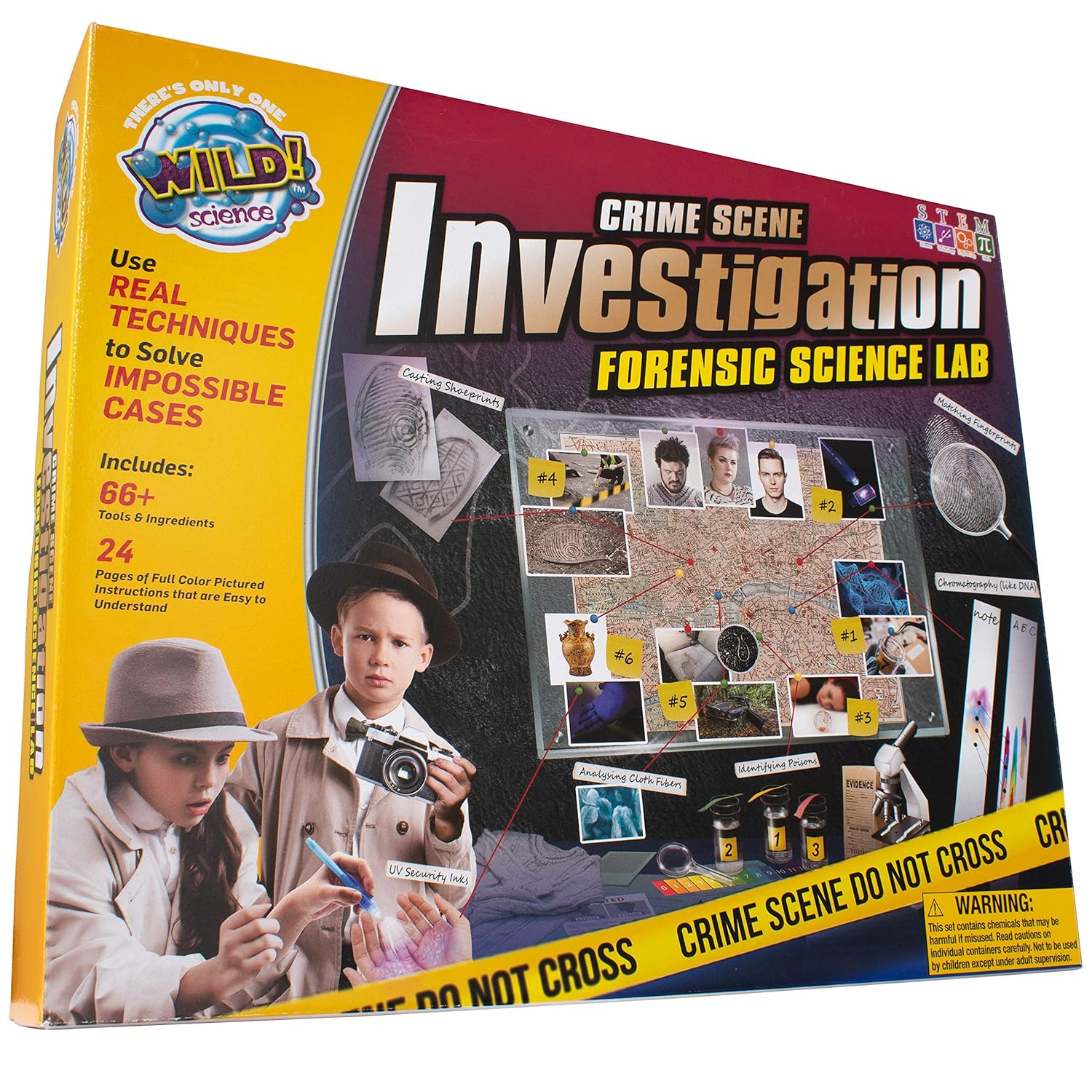 WILD! Science WS103XL Crime Scene Investigation - Forensic Science Kit - Ages 8+ - Match Fingerprints, Analyze DNA, Find Secret Messages and More! : Toys & Games