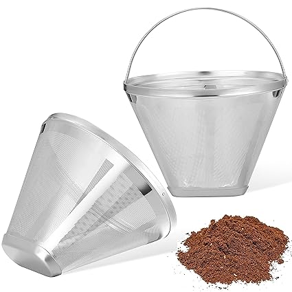 MJULY Reusable #4 Cone Coffee Filters for Ninja Dual Brew Pro Coffee Makers,Compatible with Ninja CFP301 CFP201,8-12 Cup Stainless Steel Basket