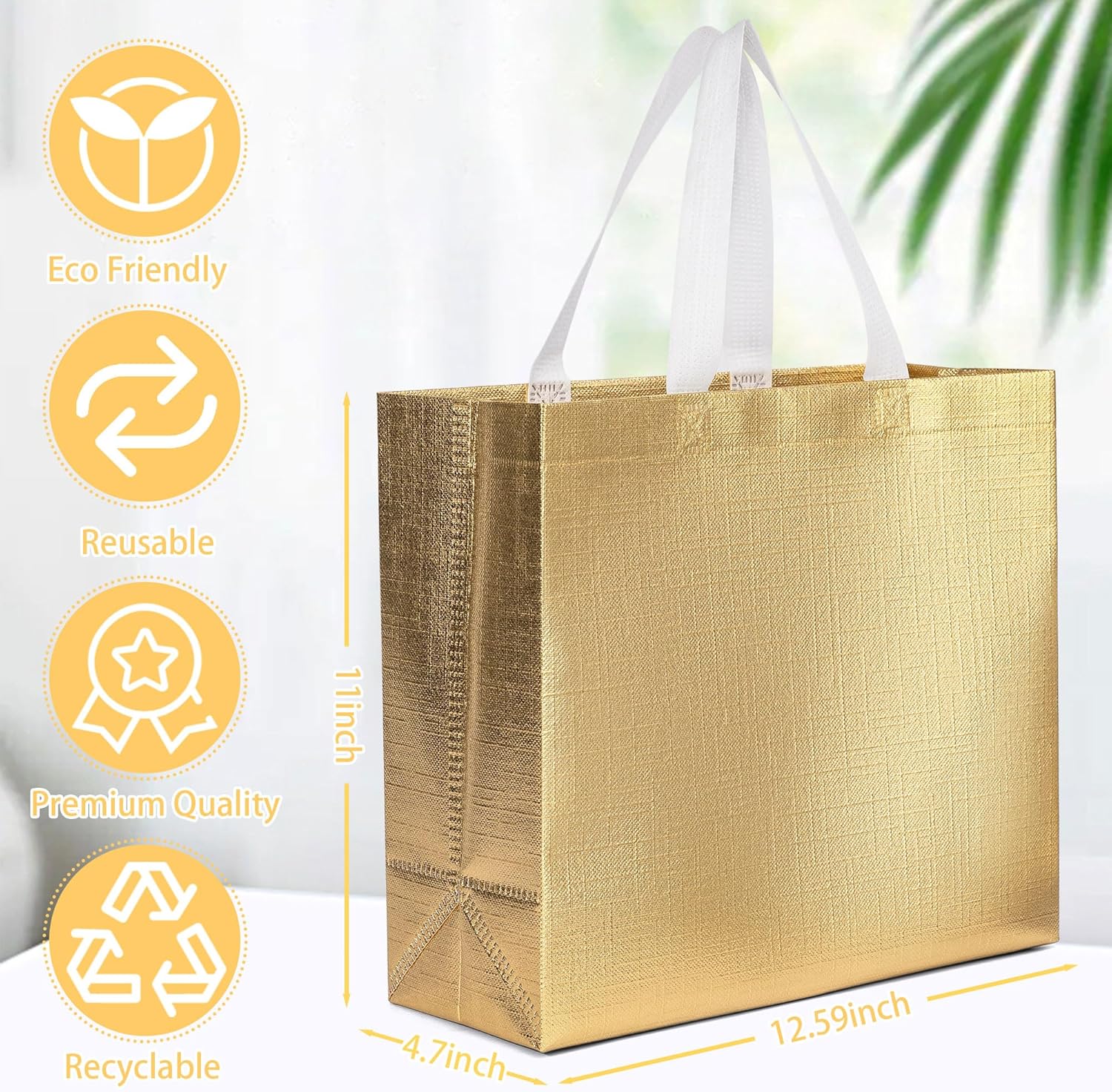 25 Pack Large Gift Bags for Present Birthday Party Wedding Reusable Gift Bag Silver Giant Gift Bags Cloth Non-woven Fabric Gift Bags (Gold) - Image 2
