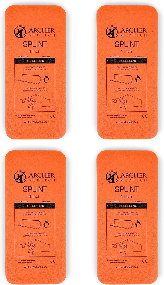 Moldable Finger Splints, 2 x 4.5 Inch, 4 Pack | Soft foam-padded aluminum core for first aid, broken fingers and sprains; cut to size, waterproof, washable and radiolucent