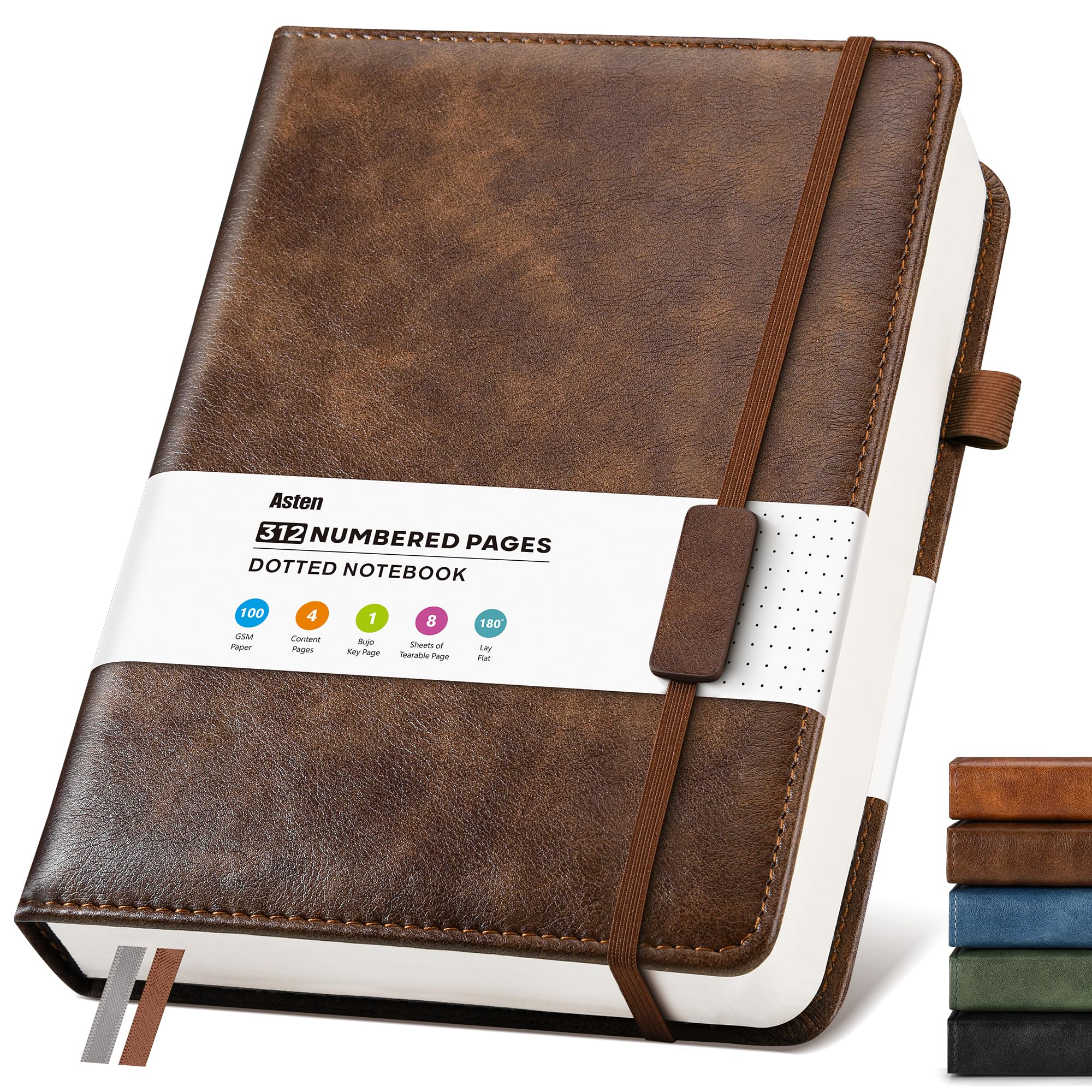 Bullet Dotted Journal Leather Notebook: A4 Notebook Hardback, Dark Brown