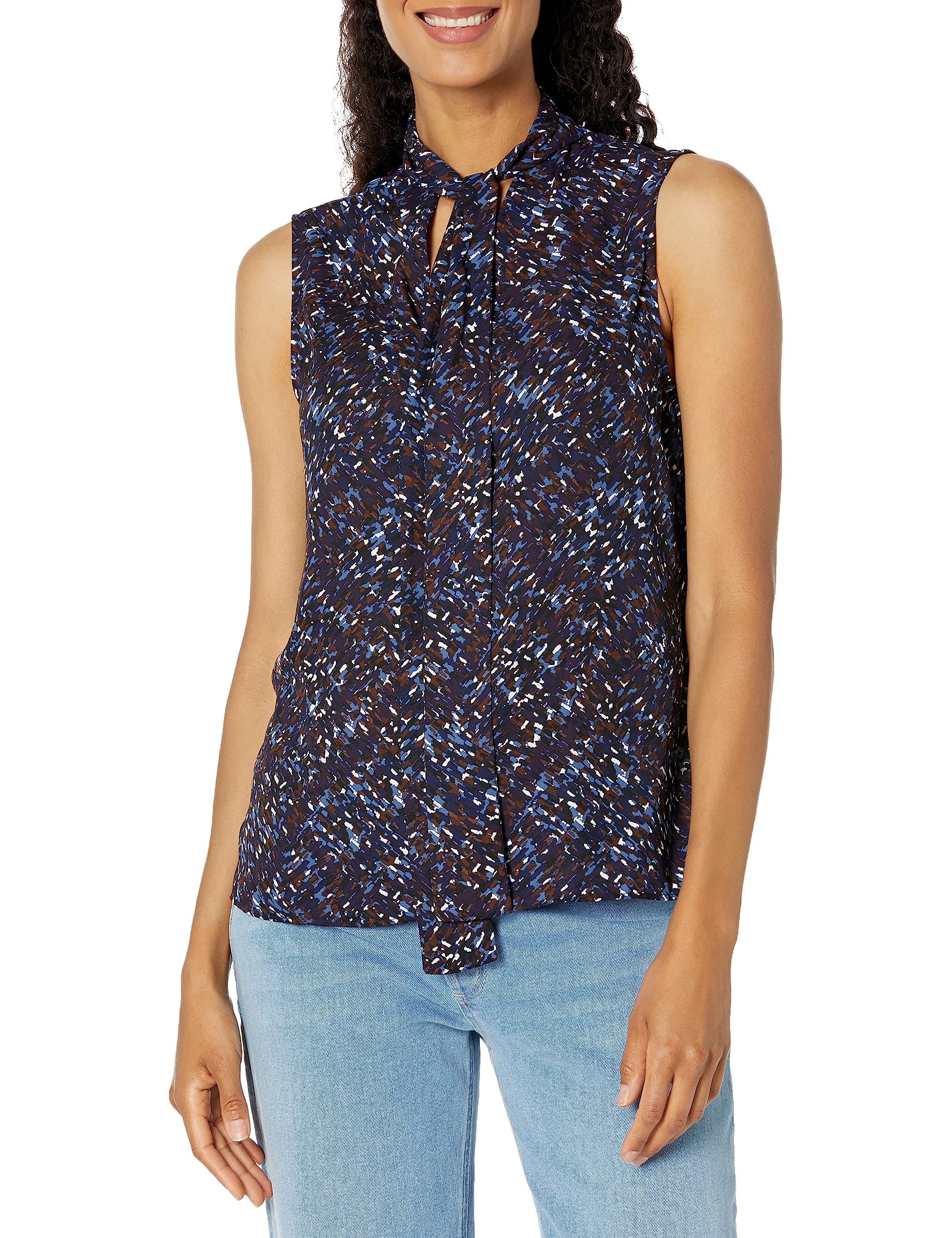 Anne Klein Women's Slvless Tie Nk Blouse