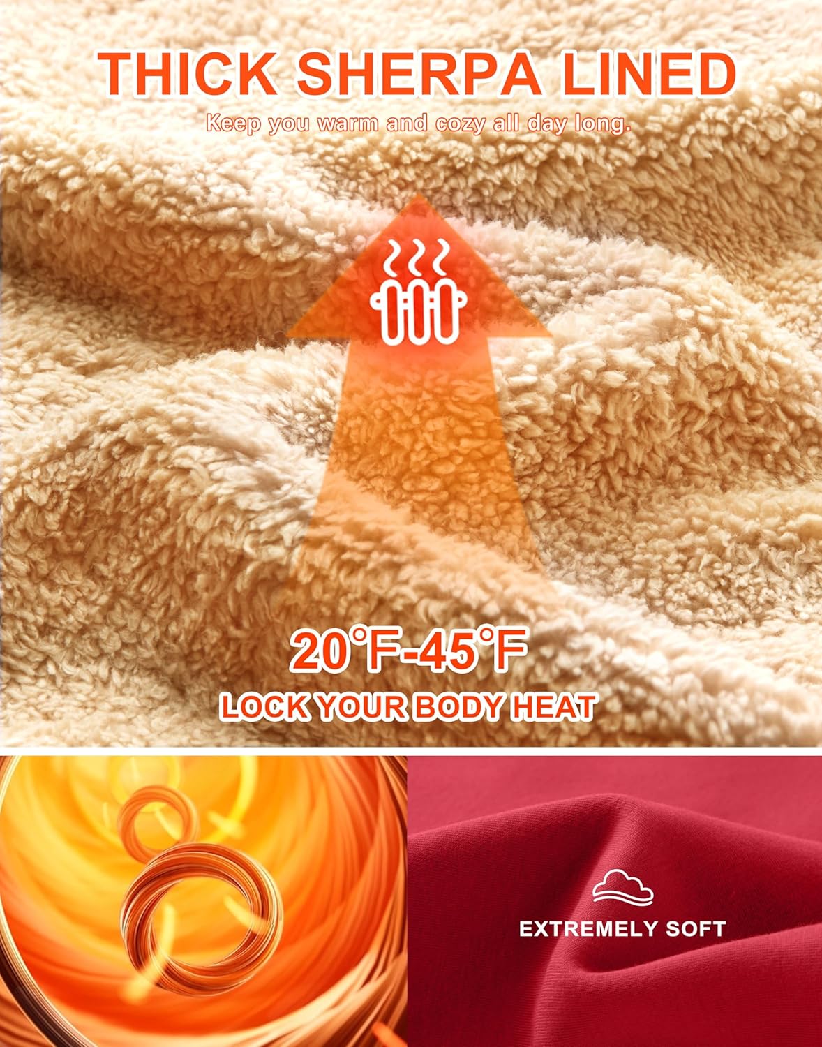 SANTINY Women's Fleece Sherpa Lined Sweatshirt Warm Winter Pullover Sweaters Cozy Thick Crewneck Sweatshirts with Pockets - Image 3