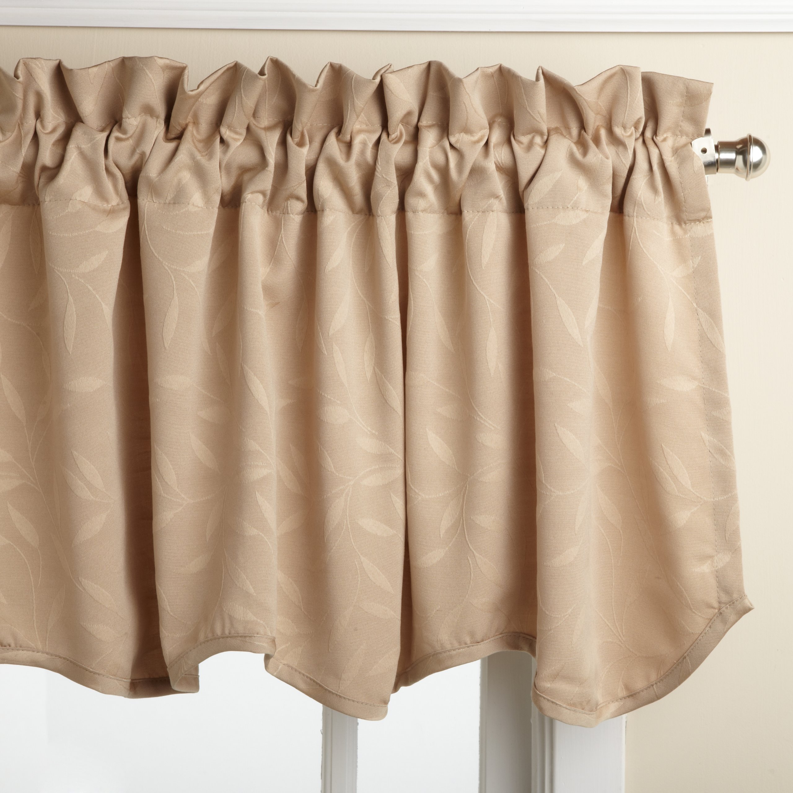 Lorraine Home Fashions Whitfield 52-inch by 18-inch Scalloped Valance, Latte