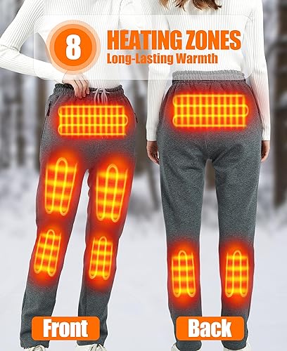 Miniatura 2 de HEATEDTEK Pantalones térmicos para mujer, pantalones térmicos cálidos para mujer, 8 almohadillas térmicas, 3 controles de temperatura (sin batería)
