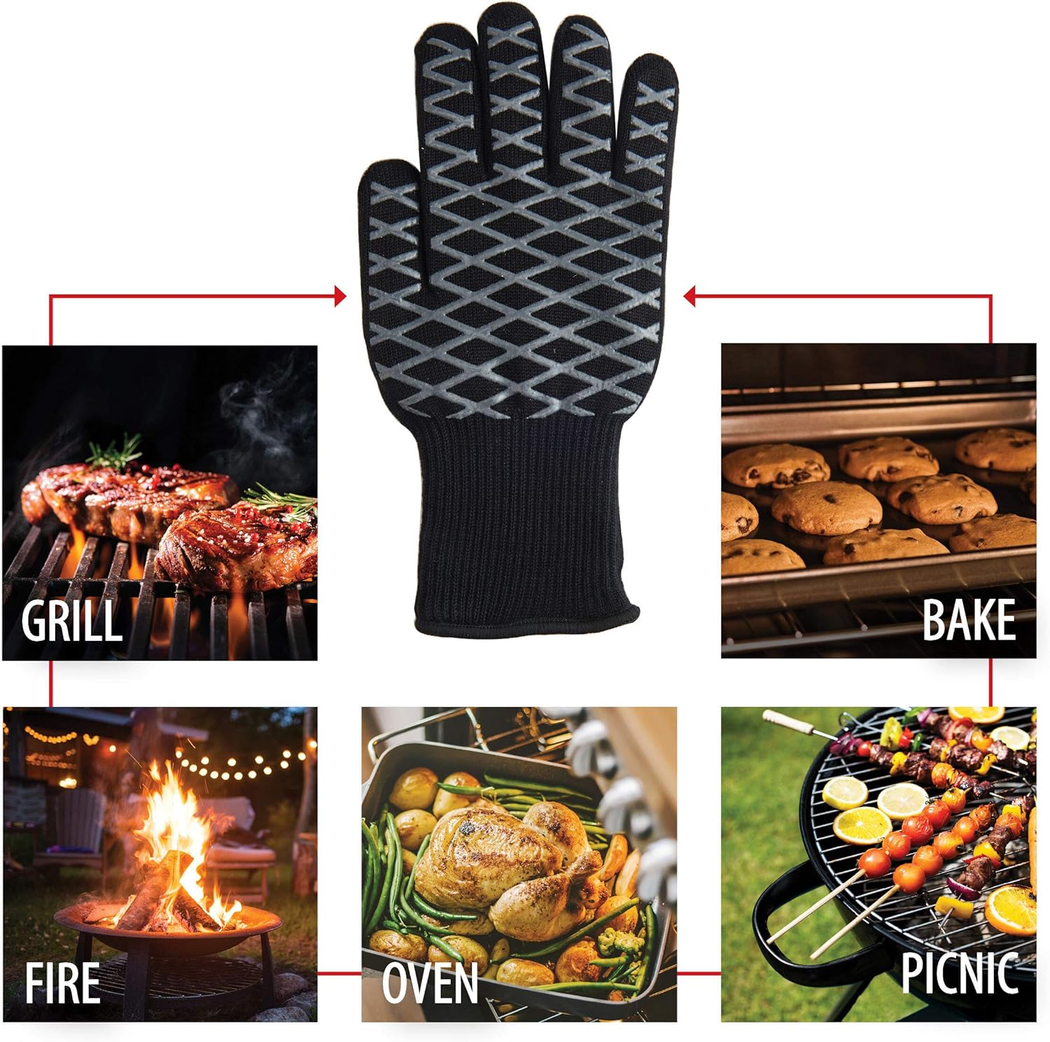 Farberware 5261926 Barbecue Cooking Mitt, 1 EA, Black : Patio, Lawn & Garden