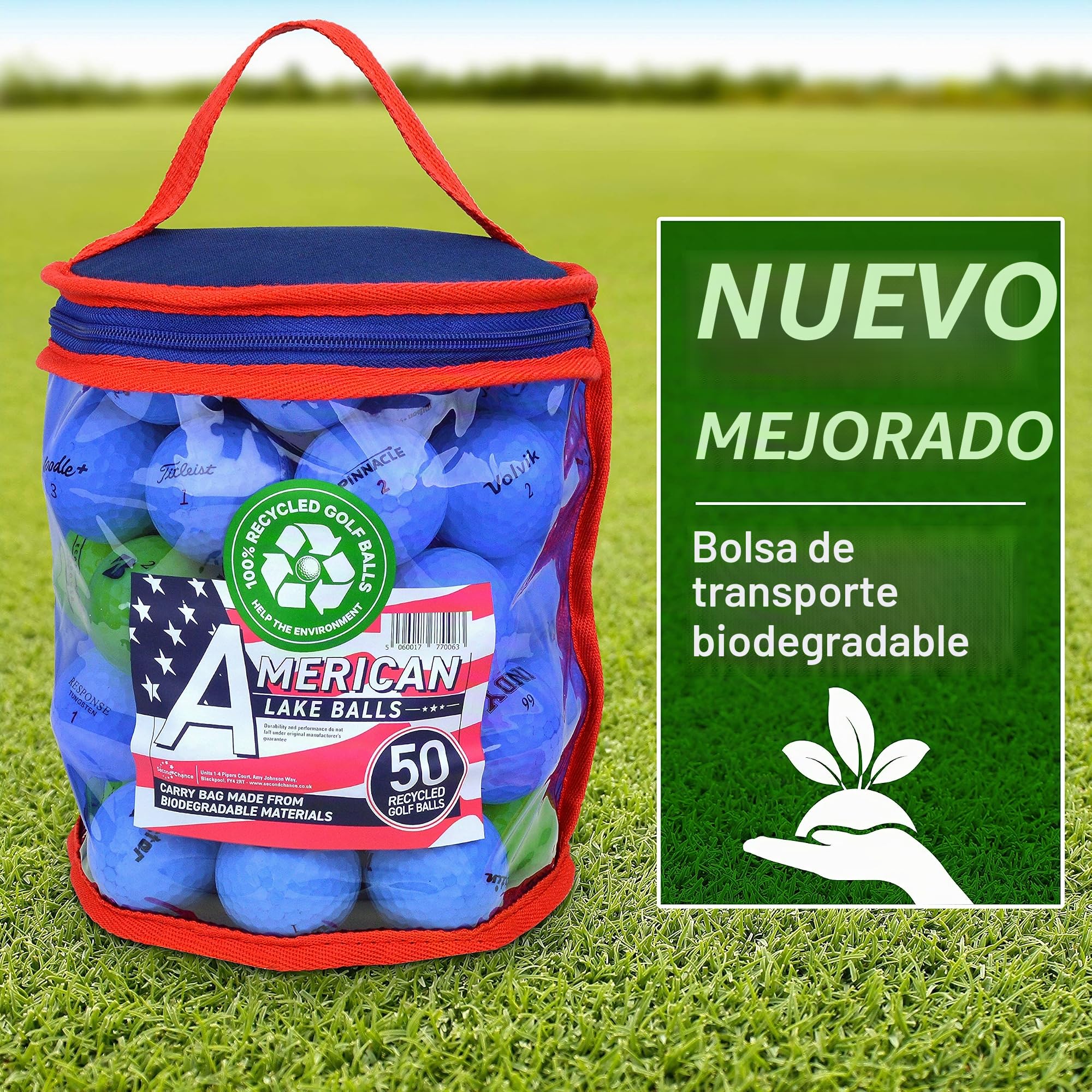 Second Chance Lake - Pelotas de Golf con Bolsa de Transporte Reutilizable – Elija 25, 36, 50 o 100 Pelotas de Golf, lakeball