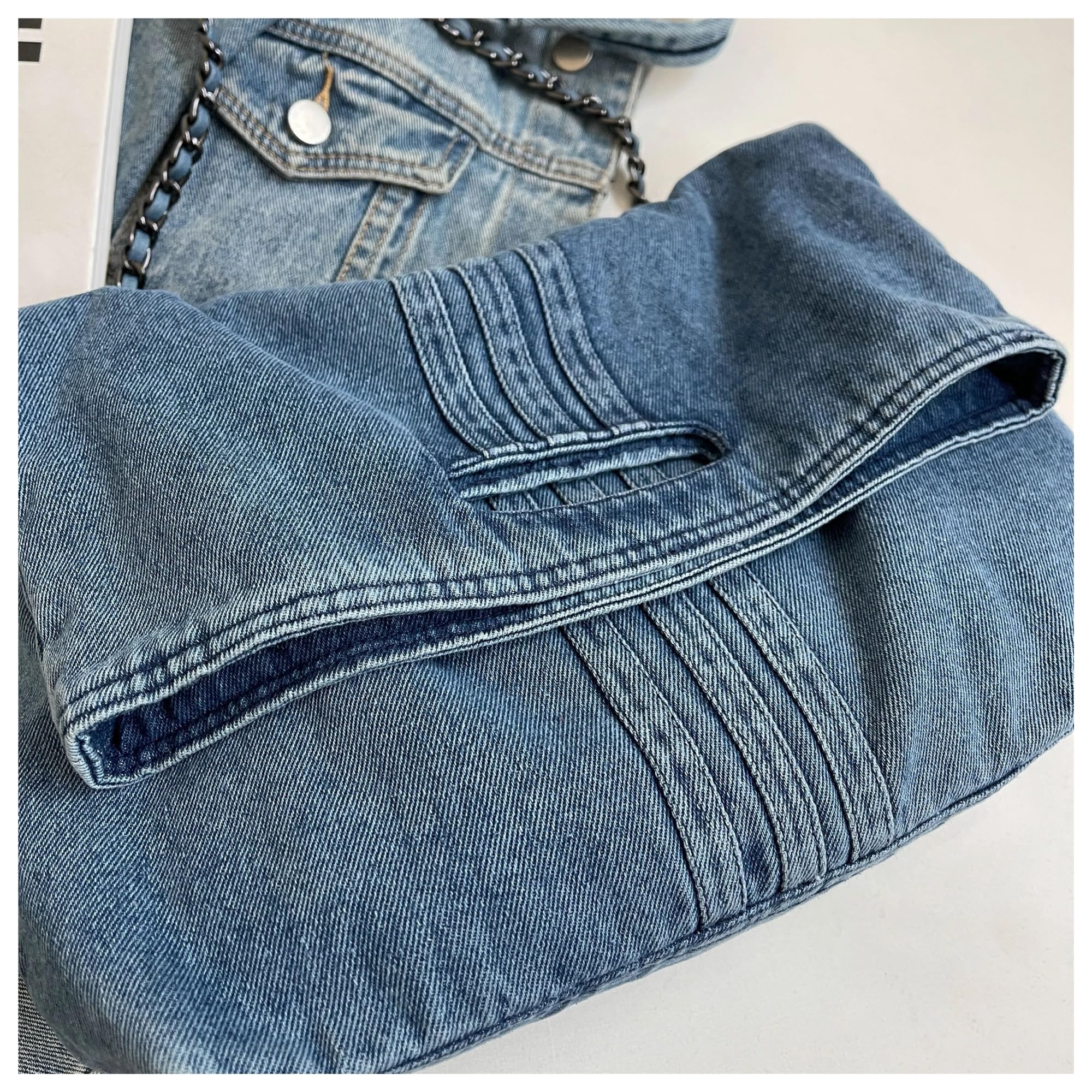 Borsa Jeans Donna Borsa da donna in denim, borsa a tracolla inclinata, tote originale retrò, pigra, grande capacità