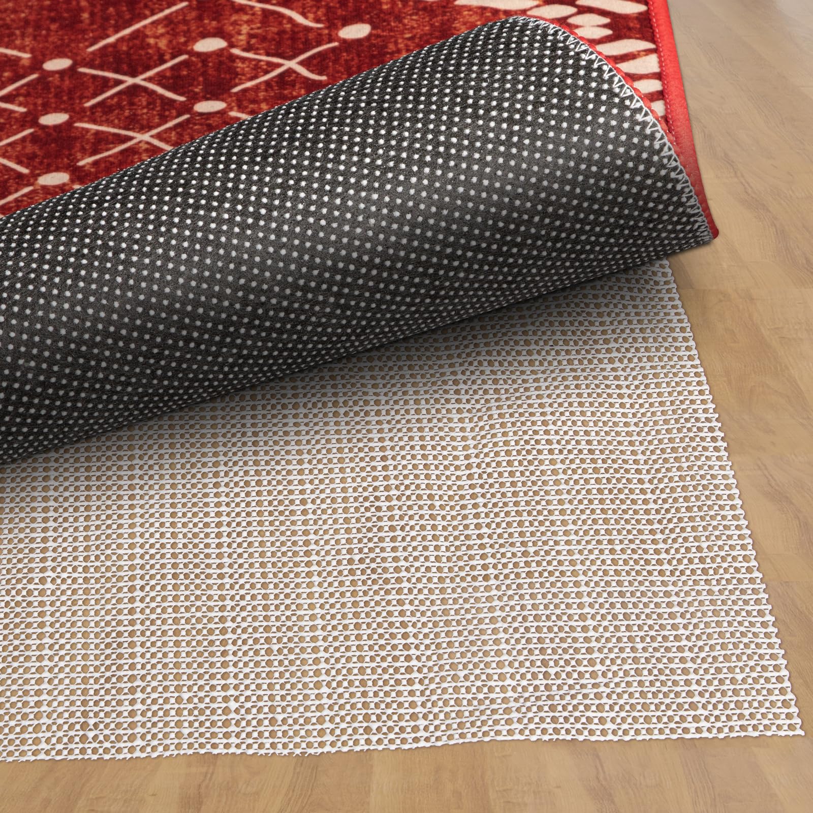 fowong Anti Slip Rug Underlay, 60 x 120cm Rug Gripper for Wooden Floors, Multipurpose Control Underlay Gripper For Home, Office, Car, Pallet, Drawer Liners - White