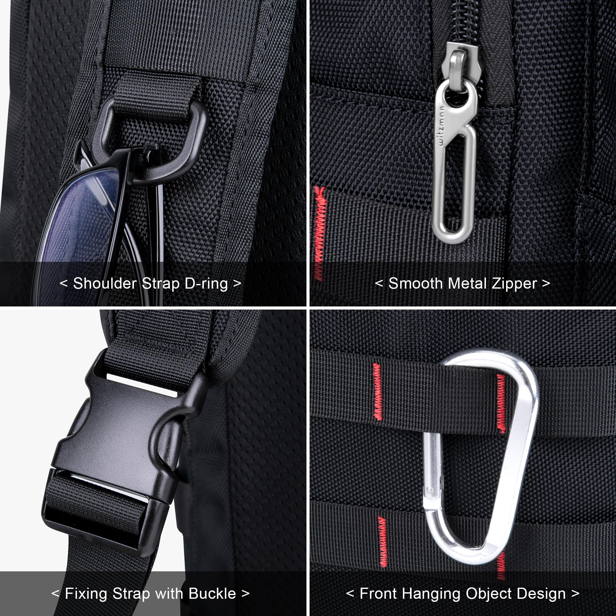 WITZMAN Umhängetasche für Herren 9L Große Sling Bag mit USB-Ladeport