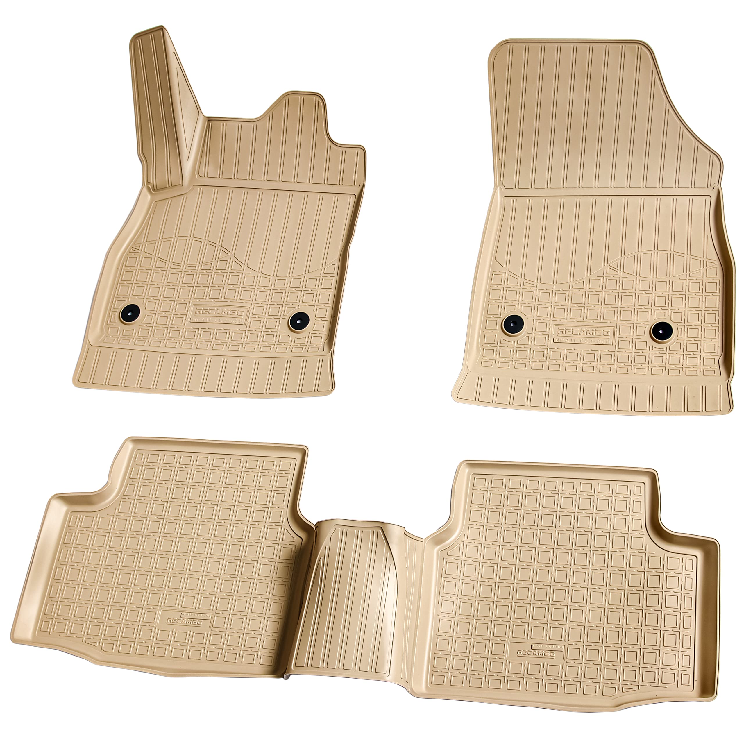 Recambo Tappetini Auto in gomma 3D compatibili con Opel Astra K | anno di costruzione dal 2015 > | Tappetini in gomma | su misura | con bordo | Beige