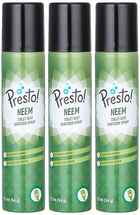 Amazon Brand – Presto! Toilet Seat Sanitizer, Neem, 75 ml, Pack of 3 at Rs. 199