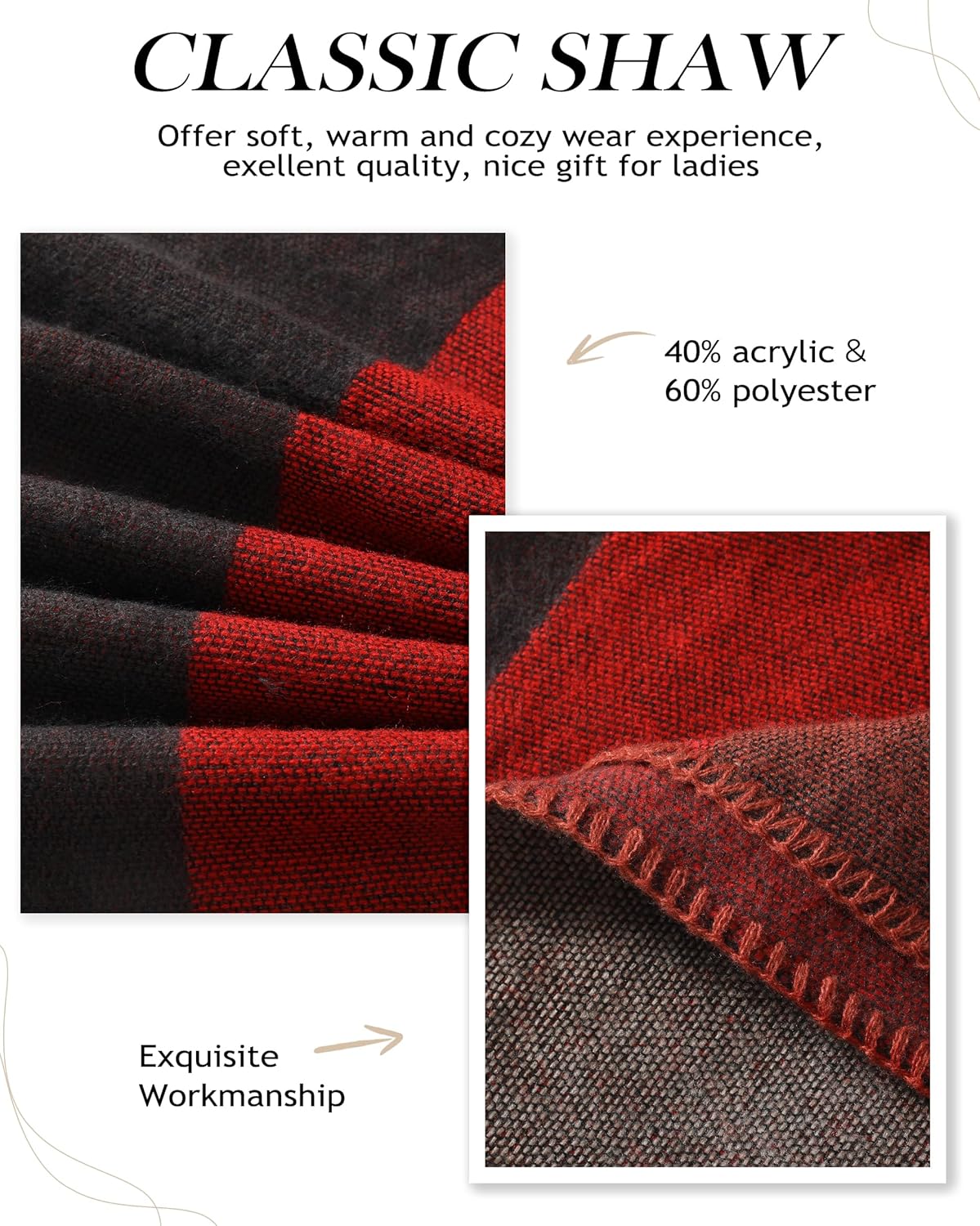 Shawl Wraps for Women - Open Front Ponchos for Women Oversized Pashmina Fashionable Versatile Shawl for Fall Winter - Image 5