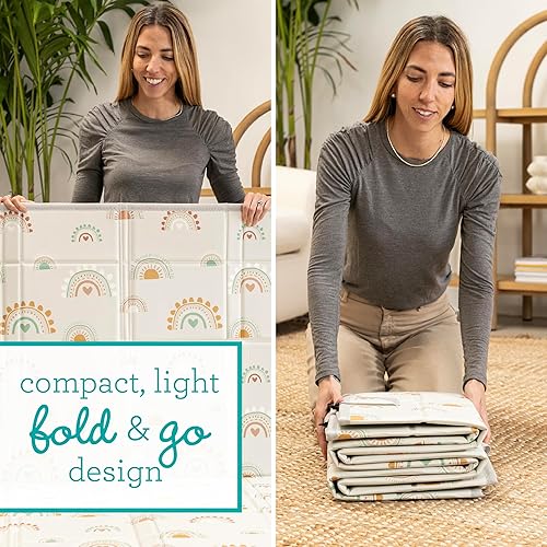 Miniatura 3 de Infantino Tapete de juego plegable de espuma suave, tapete de juego para bebé para el tiempo boca abajo y juego en el suelo, ligero, fácil de