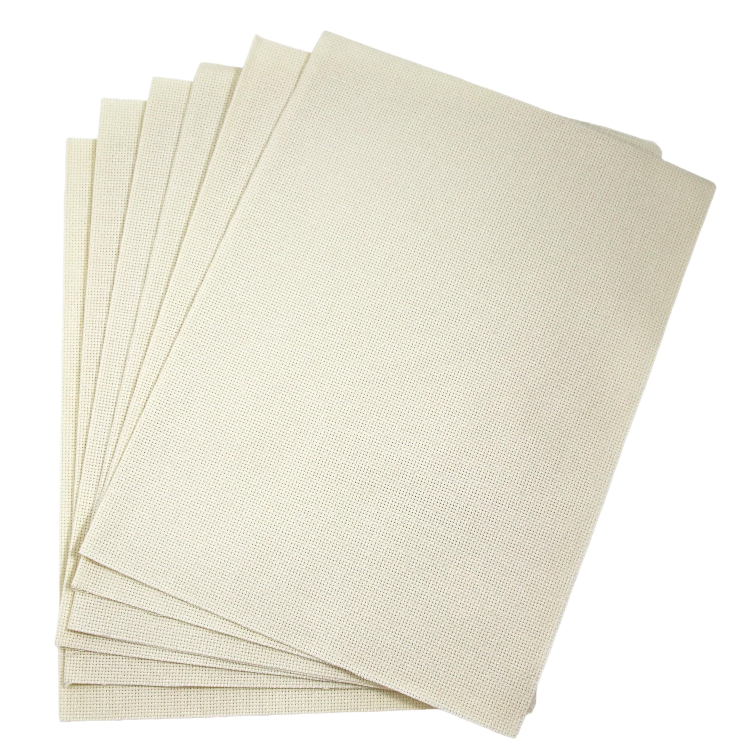 KCS 4/6 pc of 12" x 18" 30cmx45cm 16 Count Cotton Aida Cloth Cross Stitch Fabric (Cream, 6 pc)