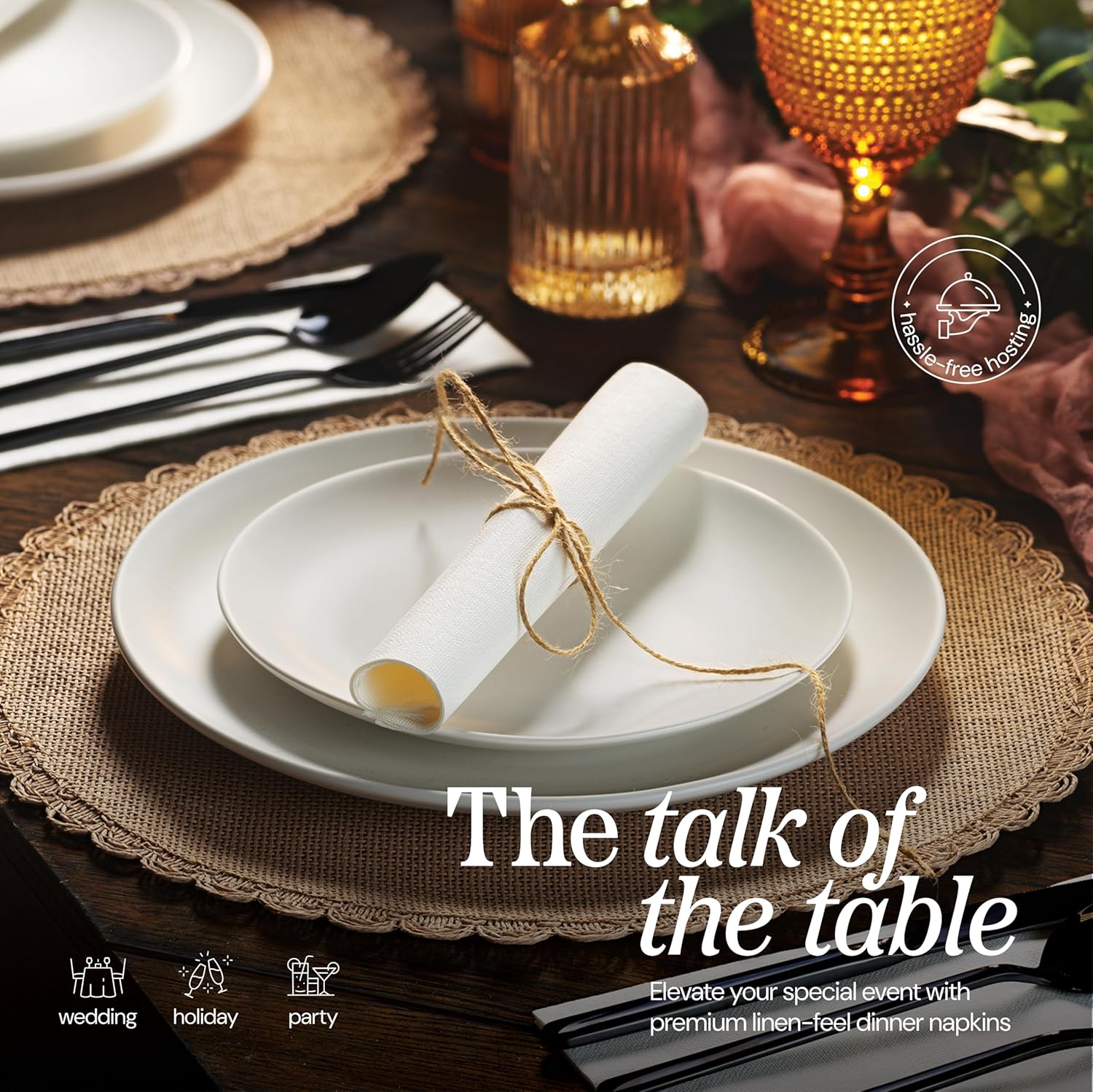 200-Pack Disposable Linen-Feel Napkins For Bathroom, Extra-Soft Paper Cloth-Like Guest Hand Towel, Dinner Napkins for Wedding, Party, Holiday