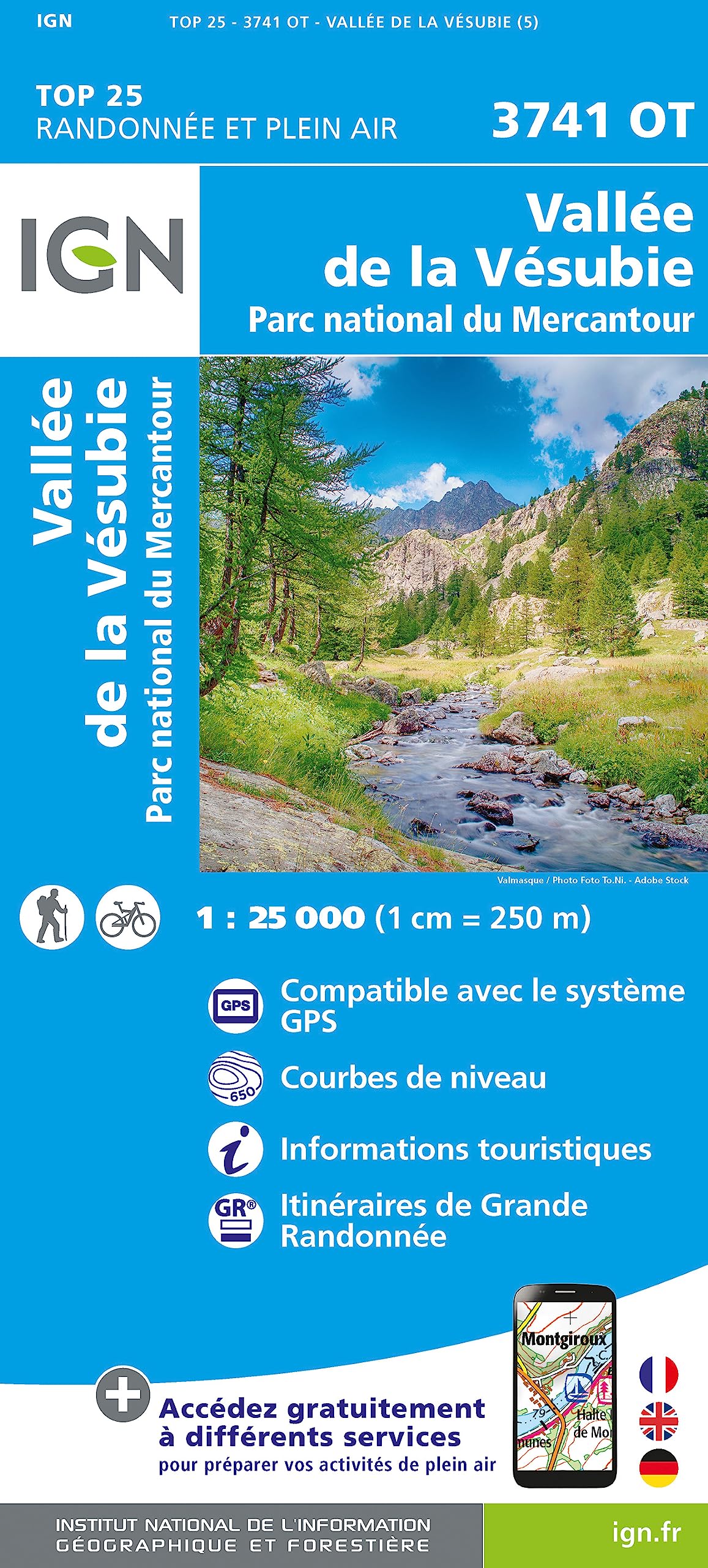 Vallée de La Vésubie / PN du Mercantour (3741OT): 1:25000 (TOP 25)