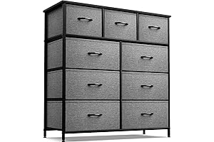 Sorbus 9-Drawer Storage Dresser with Wood Top and Fabric Bins for Bedrooms and Closets