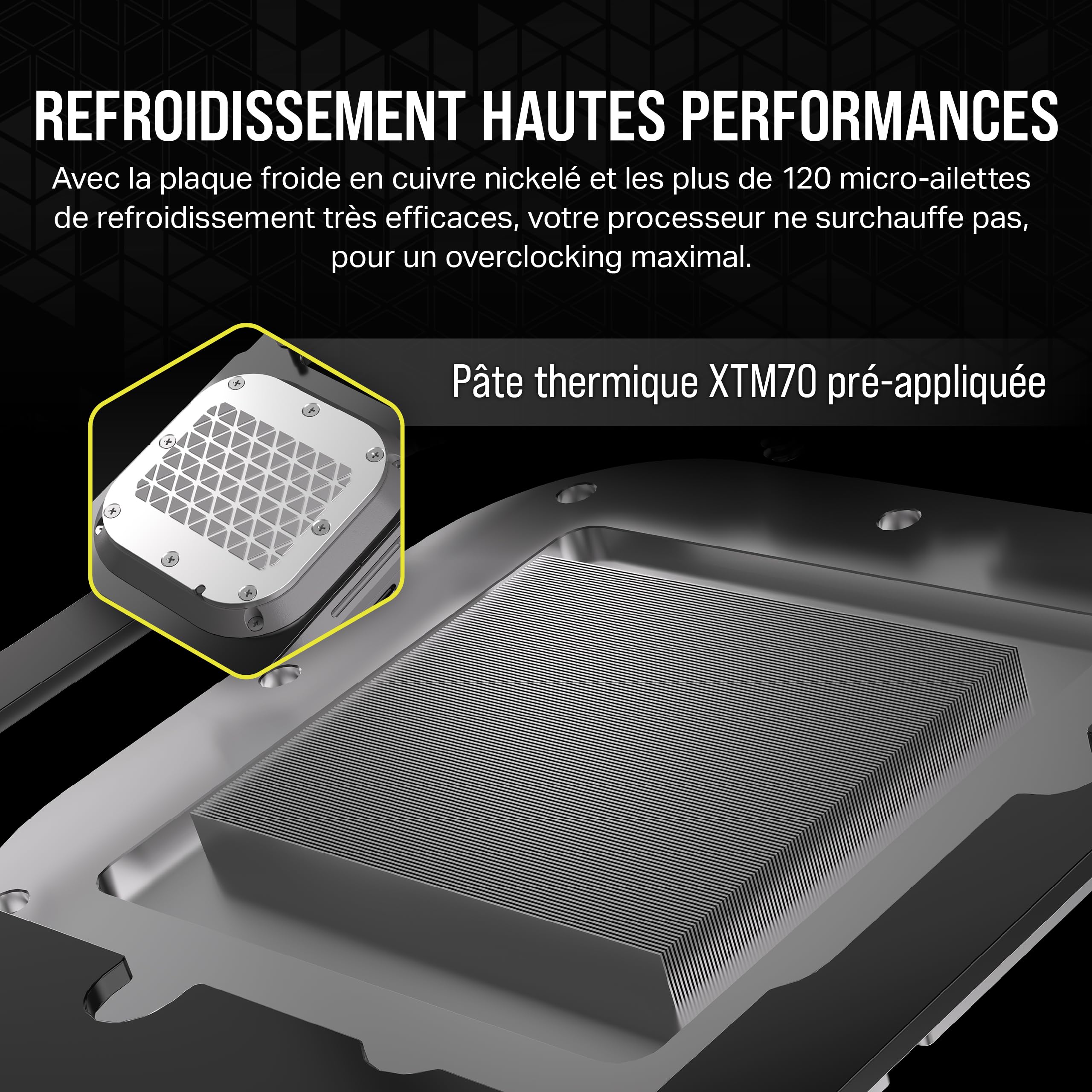 CORSAIR XC7 RGB ELITE LCD Waterblock pour Processeur - Écran LCD 480x480 - 31 LED RGB - USB-C - Compatible avec Intel LGA 1700, AMD AM5 et plus - Blanc