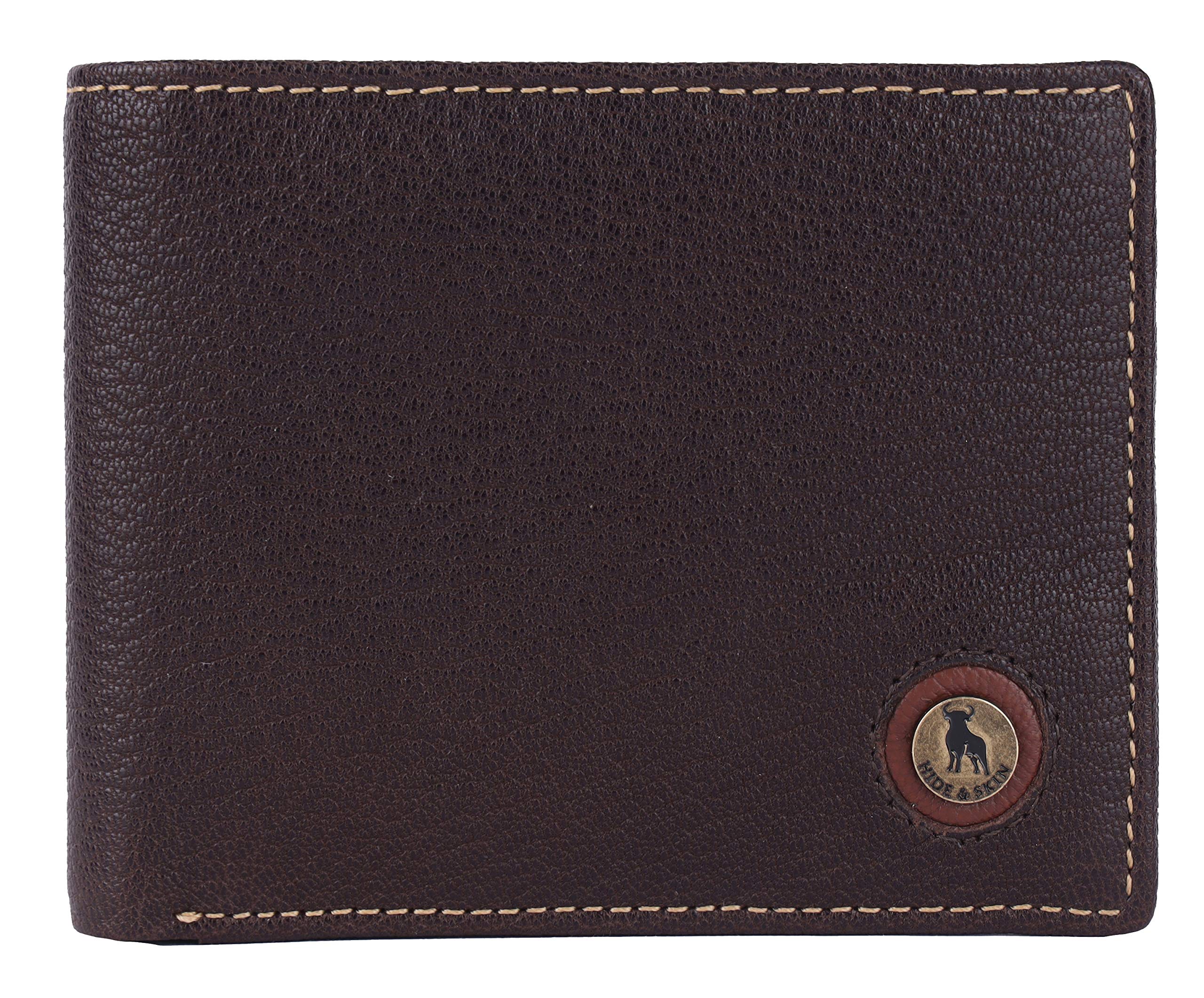 HIDE & SKIN Men Leather RFID Wallet,Valentines Day Gift for him, Husband and Boyfriend (Brown)