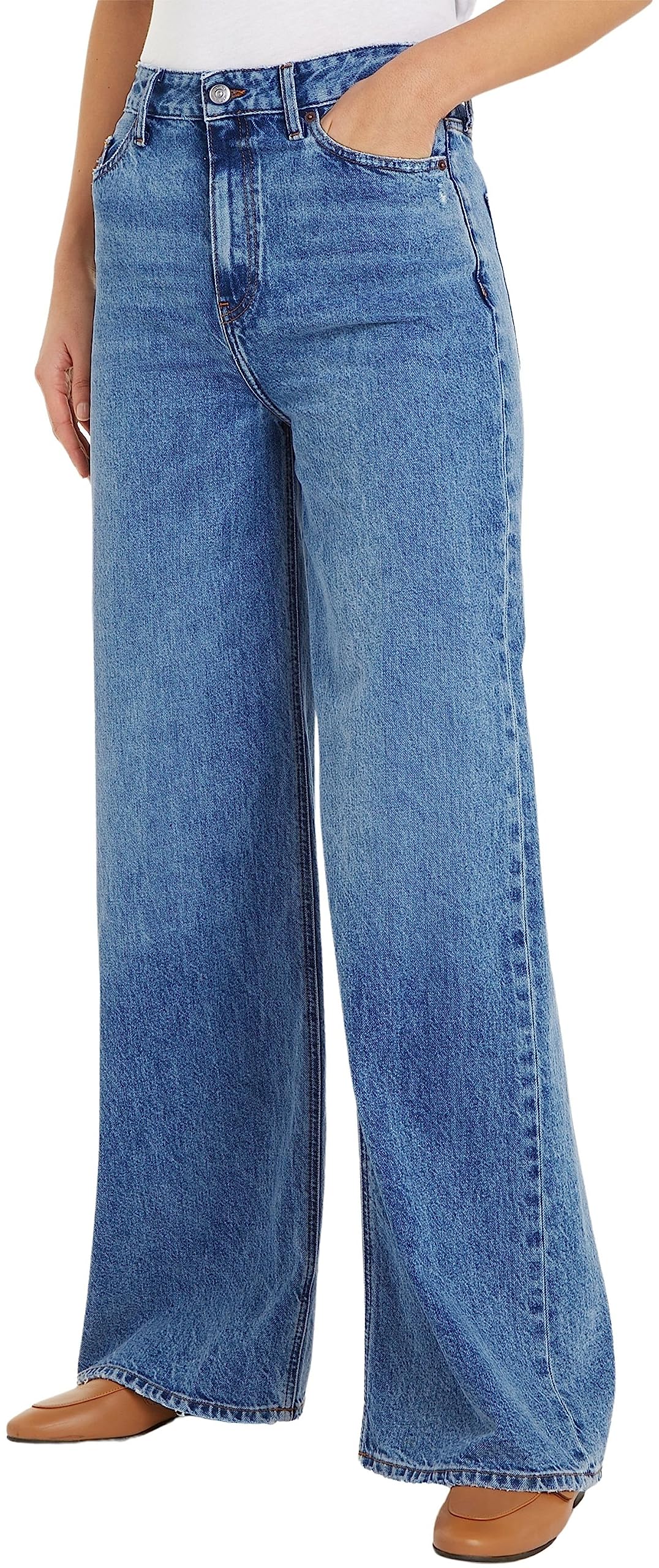 Tommy Hilfiger Wide Leg HW Joey Ww0ww39634 - Pantalones de Mezclilla Mujer