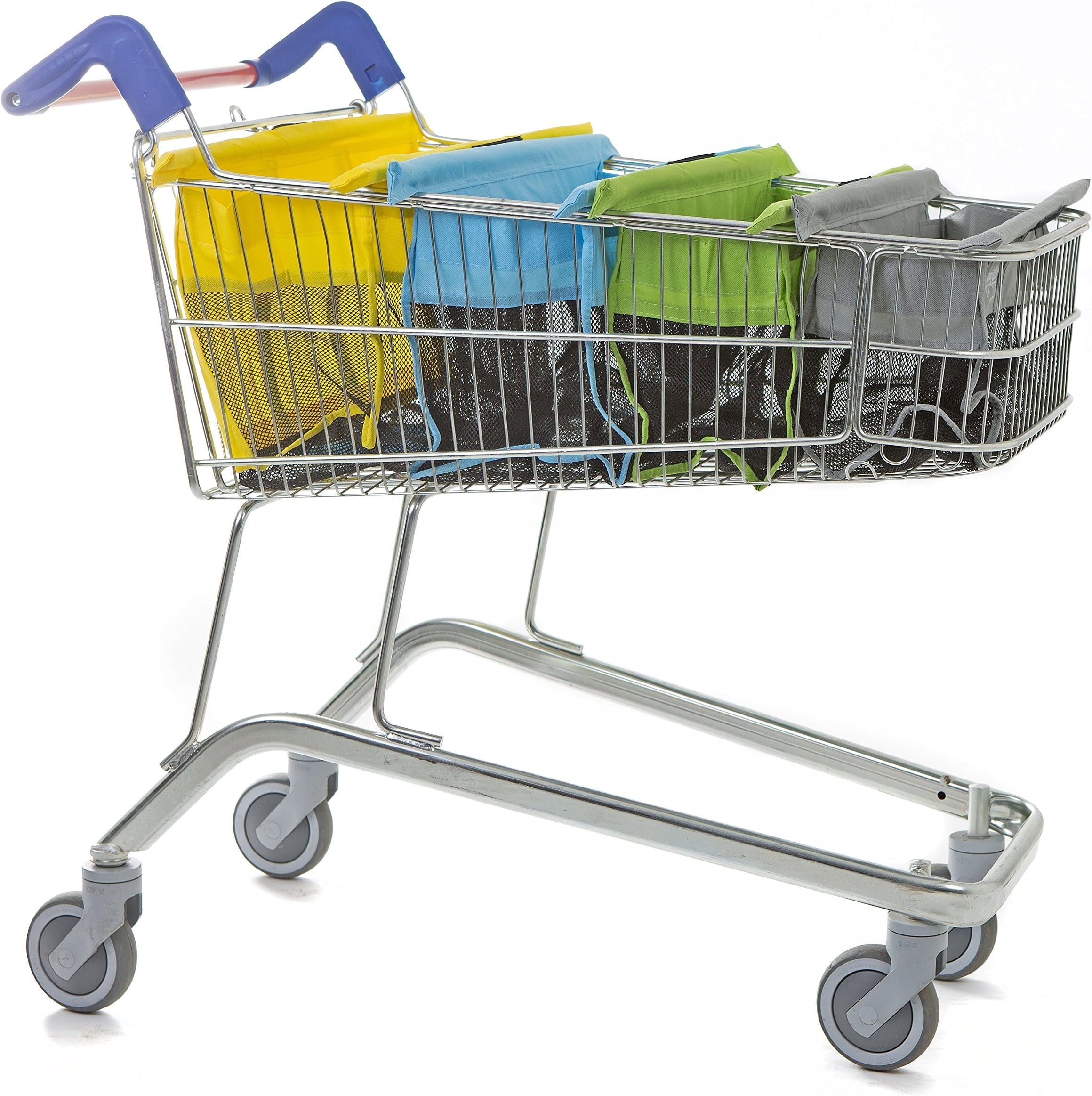 Trolley Bags for Shopping Trolley, Pack of 4 Express Pastel Bags for Shallow Trolleys, Replace Carrier Bags, Heavy Duty Reusable Fabric Foldable Bag for Grocery Food Shopping