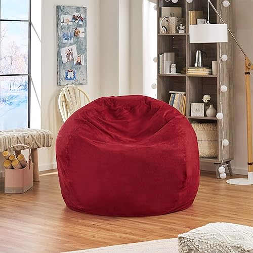 Miniatura 9 de Puff de microfibra de ante, Marrón French Roast,Rojo chino (Chinese Red),Tuscany,Carbón vegetal,Beige,Lavanda,rosado rosa (Rose Petal Pink)