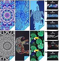 Vista 22 de Paquete de 2 toallas de playa de microfibra fina y ligera de gran tamaño, 71 x 32 pulgadas, extra grandes, sin arena, para viajes, natación