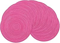 Vista 40 de SHACOS Juego de 6 manteles individuales redondos trenzados de 15 pulgadas antideslizantes resistentes al calor de algodón y poliéster, alfombrillas