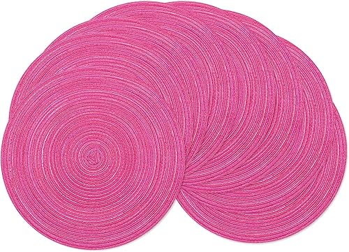 Miniatura 40 de SHACOS Juego de 6 manteles individuales redondos trenzados de 15 pulgadas antideslizantes resistentes al calor de algodón y poliéster, alfombrillas