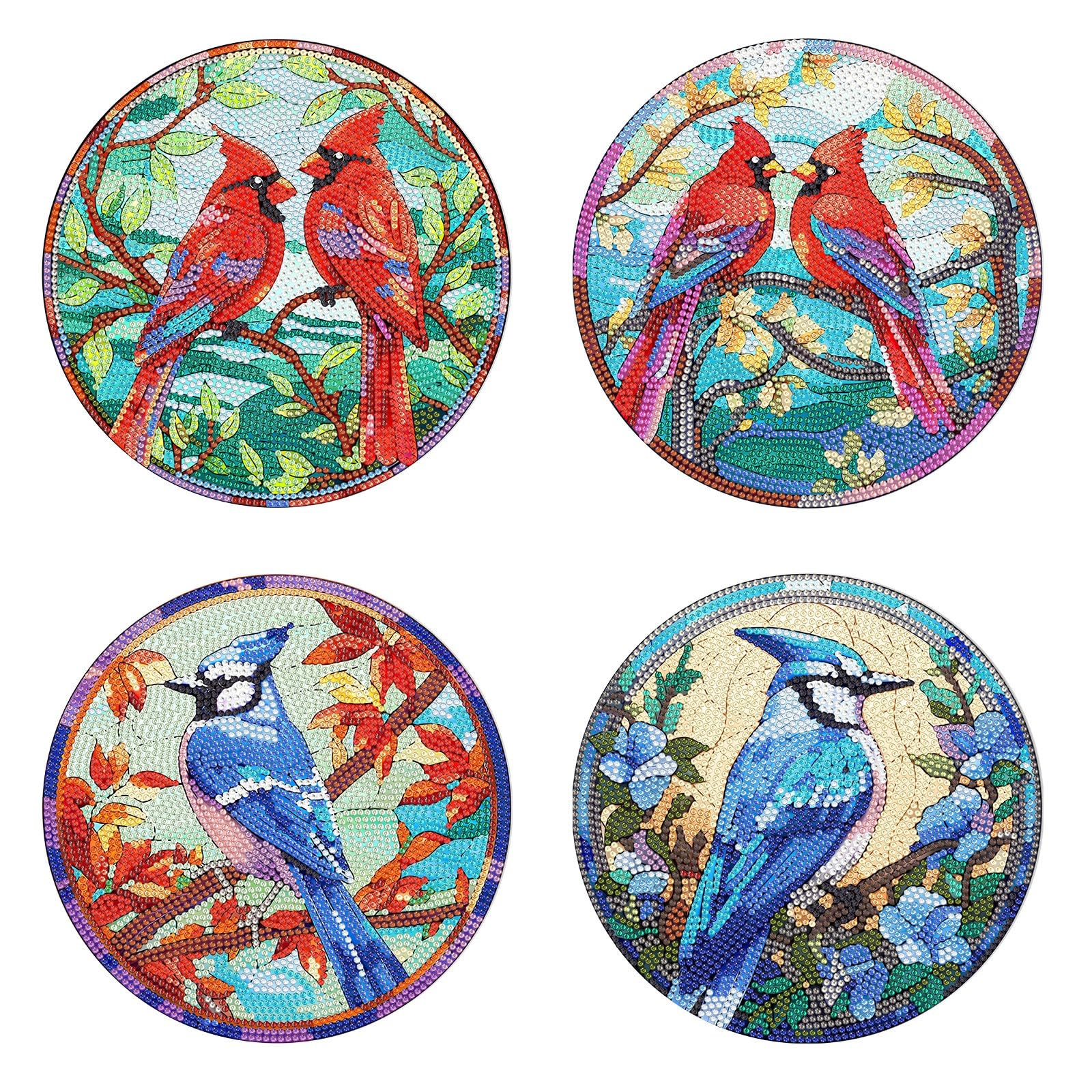 ARTopet 4Pcs DIY Diamond Art Painting Placemat Round Non-Slip Acrylic Table mats Modern Dining Table Kitchen Diamond Art Place mats Craft Supplies for