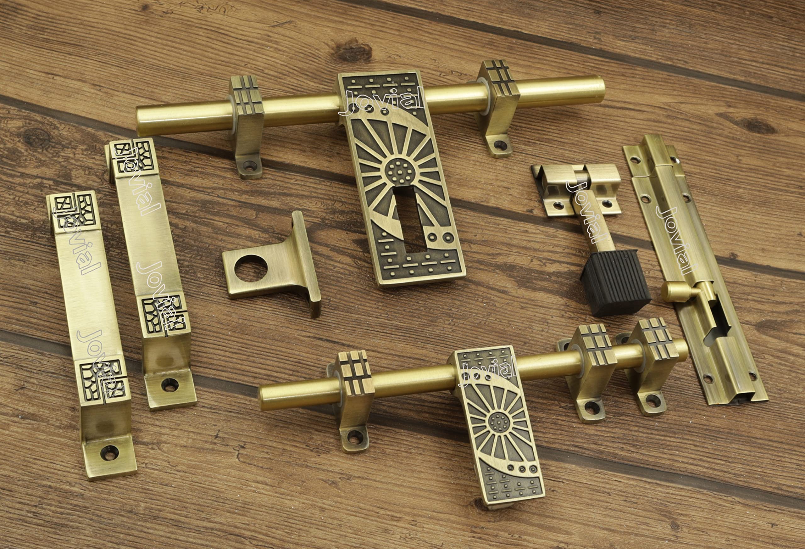 Jovial 1013 - Single Door - Door Fittings Kit, Door Accessories Kit, Door Kit Set (10"-1 Aldrop, 8"-1 Latch, 2 Handles, 1 Tower Bolt and 1 Door Stopper, Finish : Antique Brass) (B084DV2D5S) Amazon Price History, Amazon Price Tracker