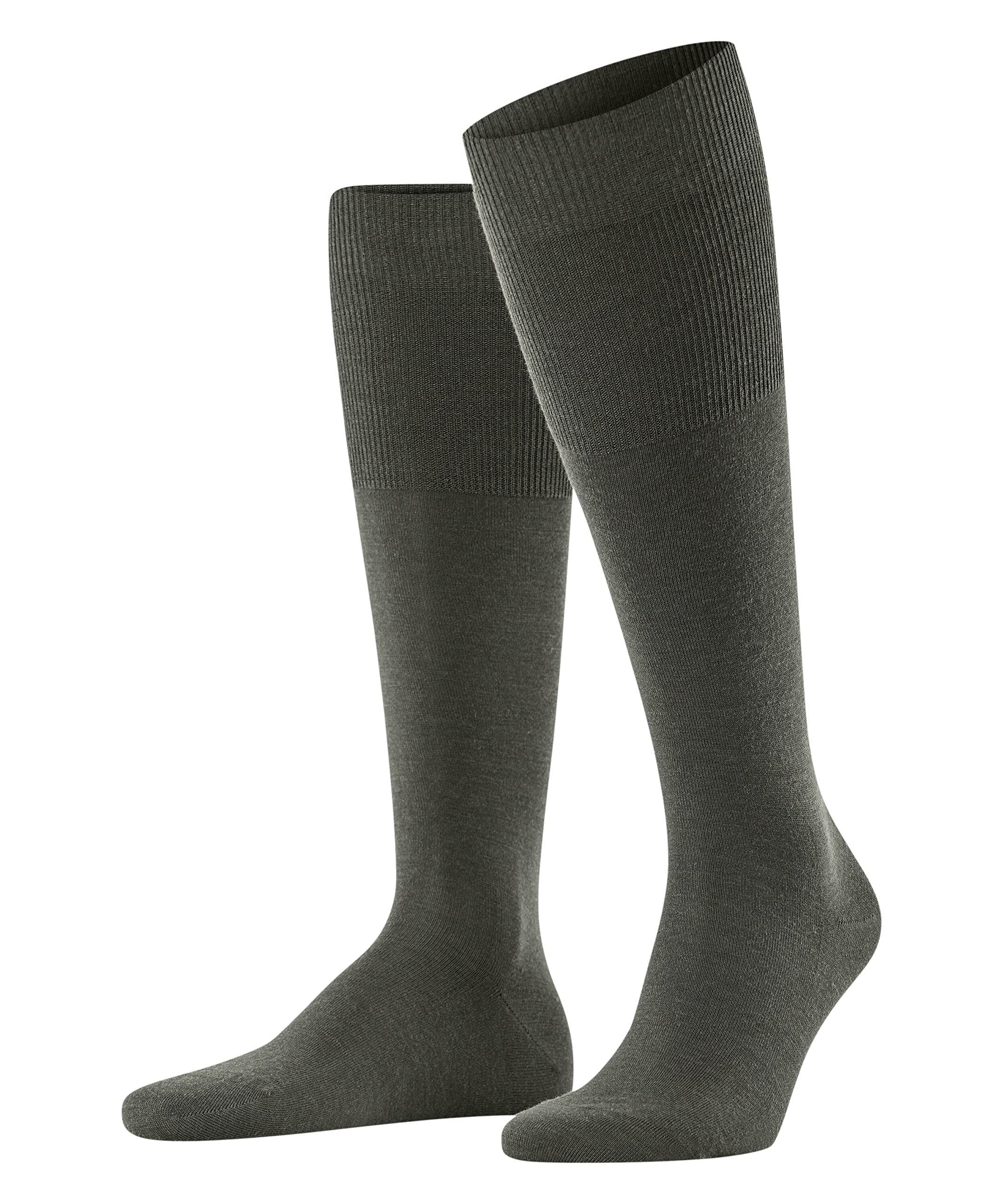 FALKE Men's Airport M Kh Wool Cotton Long Plain 1 Pair Knee-High Socks, Green Melange 7155, 8.5-9.5