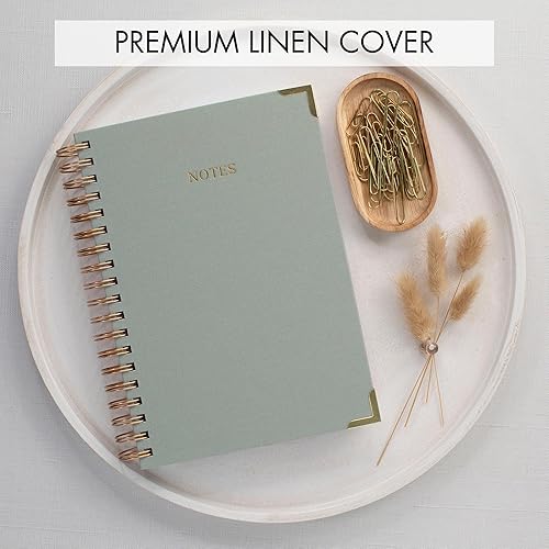 Miniatura 5 de Cuaderno estético grueso en espiral para mujeres en formato B5, moderno cuaderno de notas de lino con rayas universitarias con 300 páginas forradas,