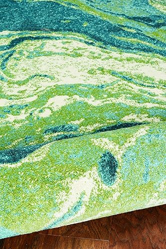 Miniatura 6 de Kas Rugs Watercolors - Alfombra abstracta de mediados de siglo, color verde azulado, 5 pies x 7 pies 6 pulgadas