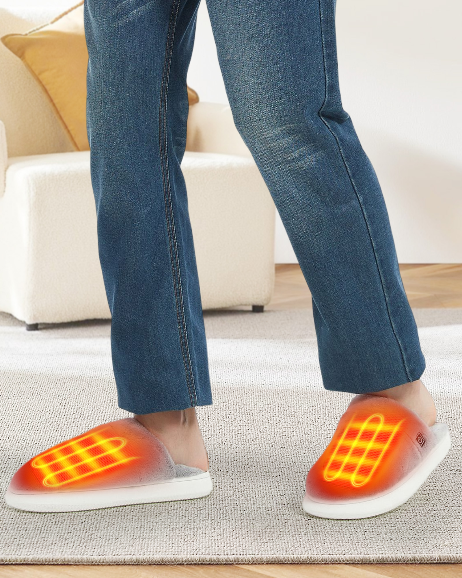 Foot Warmer Heated Slippers For Men Women, Electric Heating
