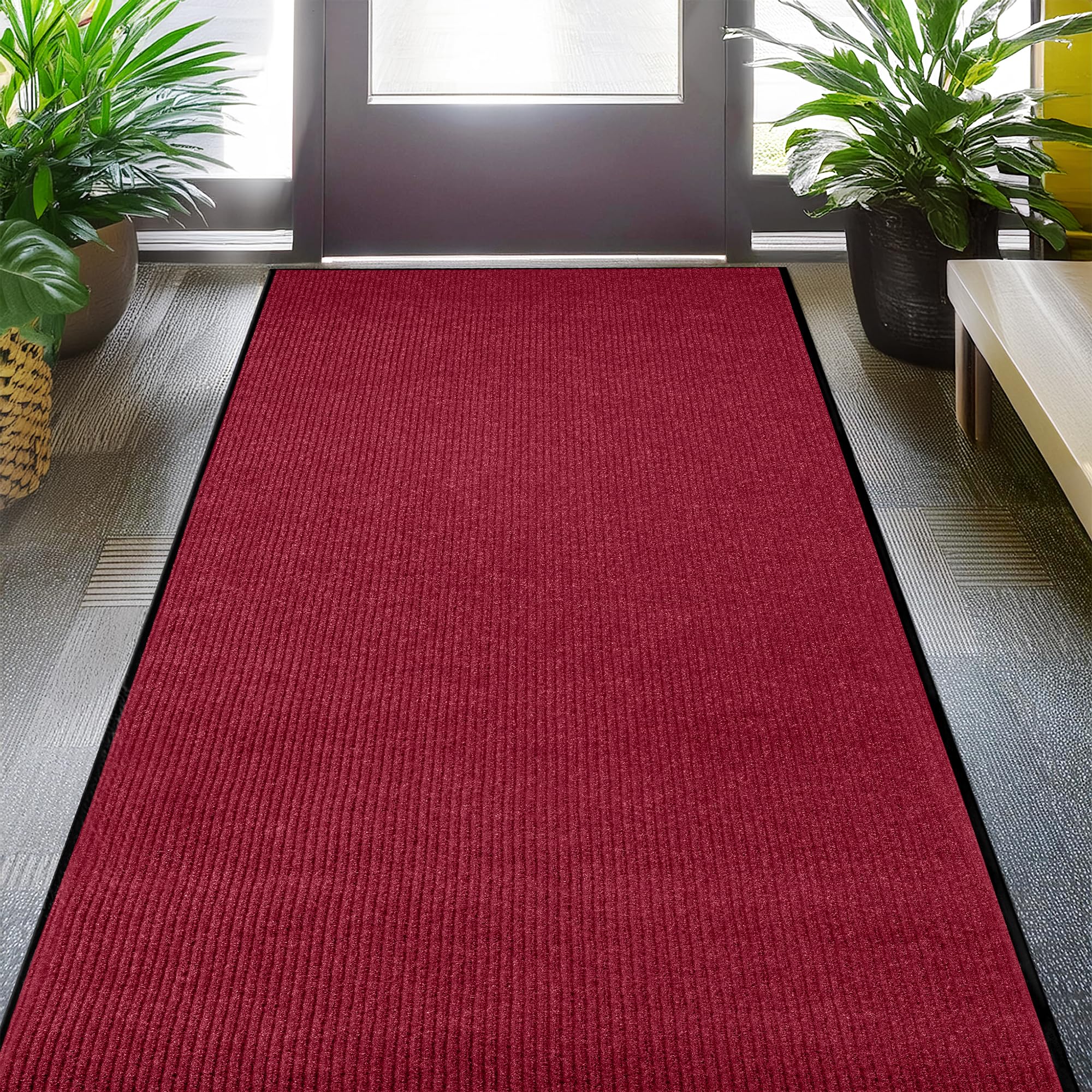 MaxMat® Extra Large Commercial Door Mat, Rubber Border Heavy Duty Door Mat, Waterproof, Low-Profile, Easy to Clean, Rubber Entry Mat. (Red, 4 x 6 Feet)