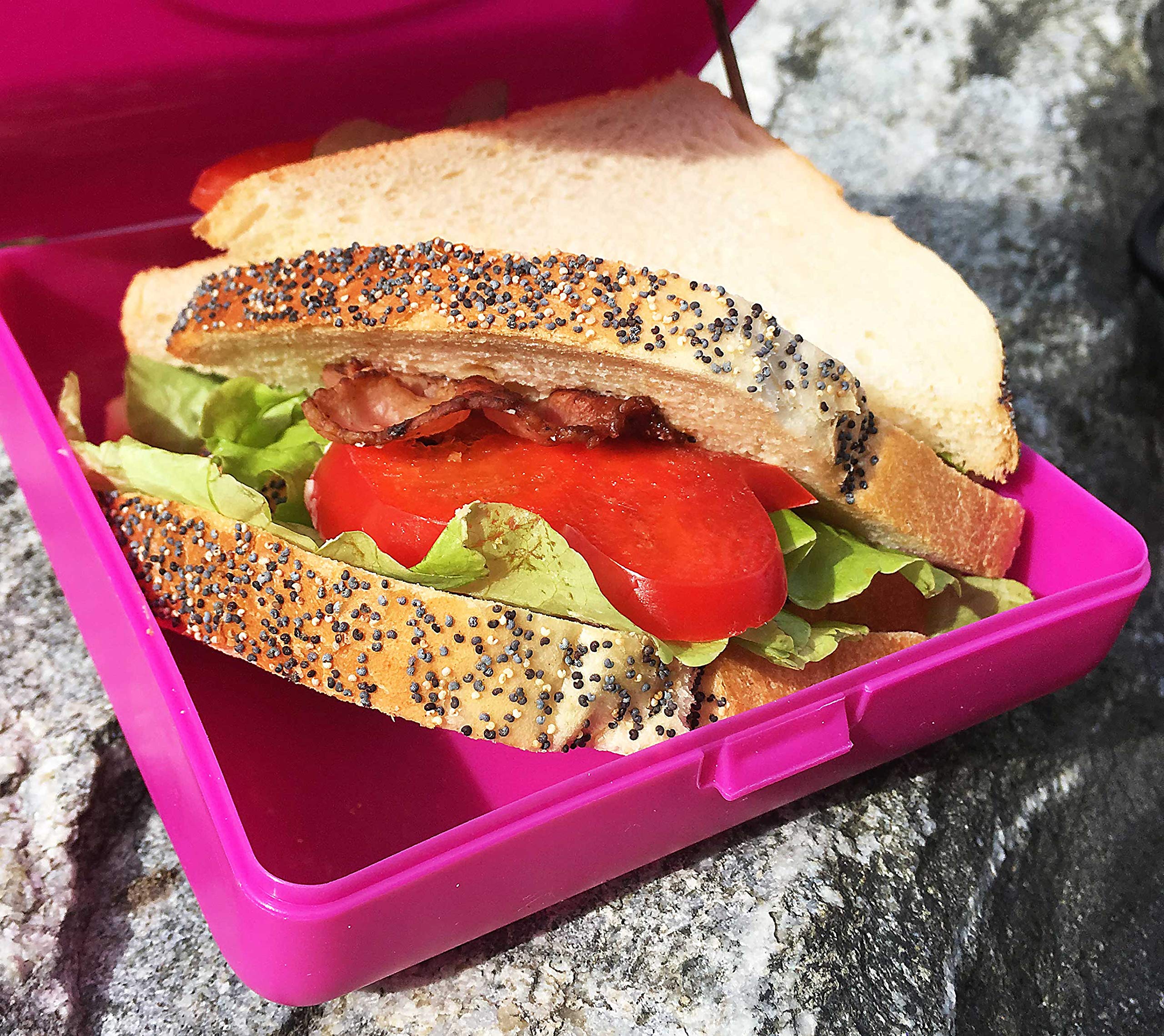Carl Oscar Lunchbox Per Bambini A Forma Di Sandwich - Portamerenda In Plastica Senza BPA - Lime, 14.5x13.8x5.3 Cm - 5