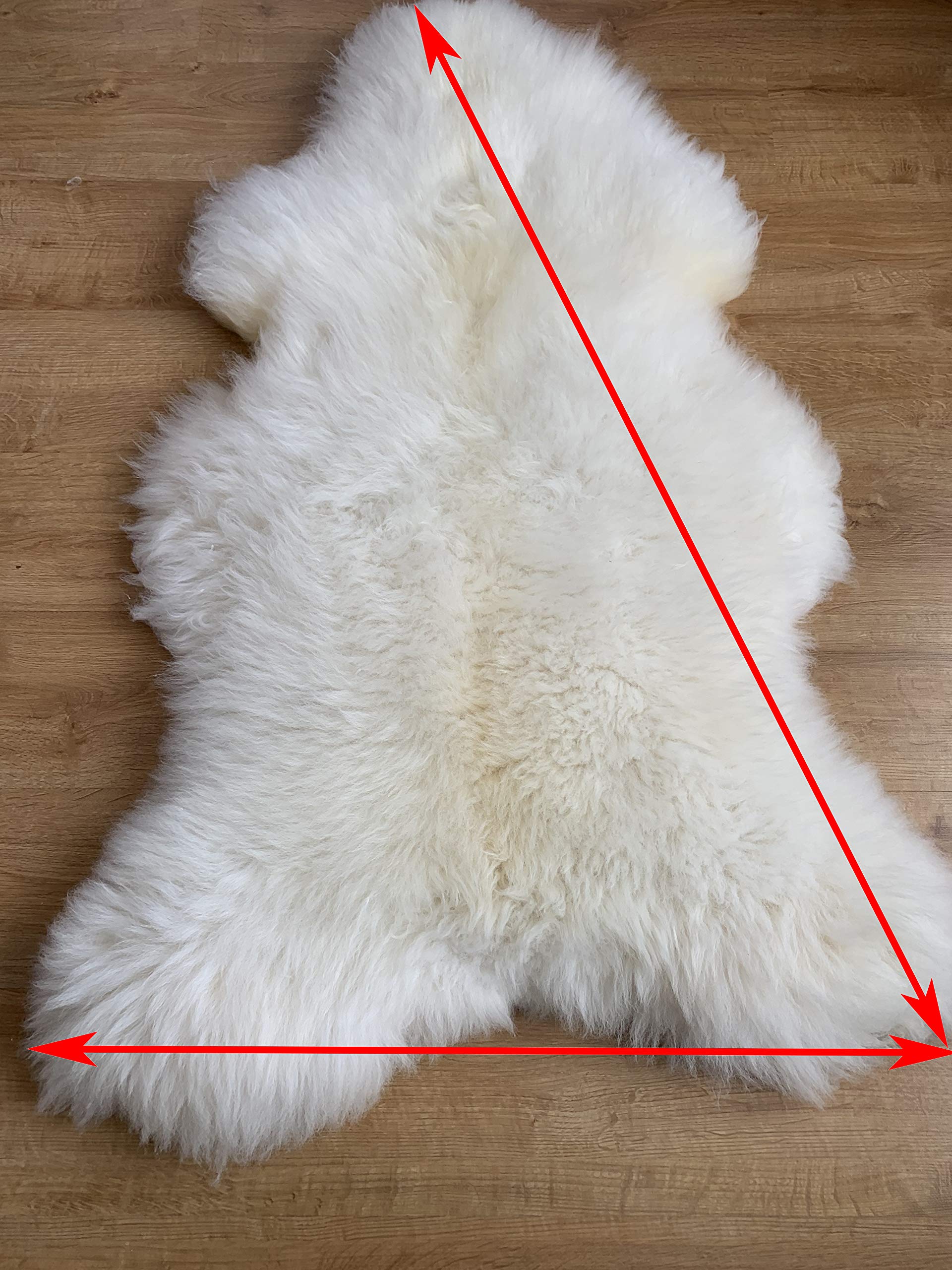 Peau d'agneau véritable non cisaillée Grand – Poils longs denses en peau de mouton véritable jusqu'à 10 cm – Tapis de cheminée, couverture en peau de mouton – Blanc