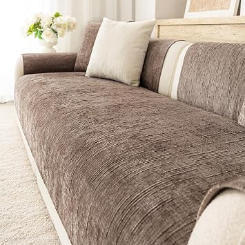 Non Slip Couch Cover, Washable Couch Cover for 3 Cushion Couch Sofa L Sharped Sofa, Cozy Couch Protector Pet Friendly Coffee,28"x28"