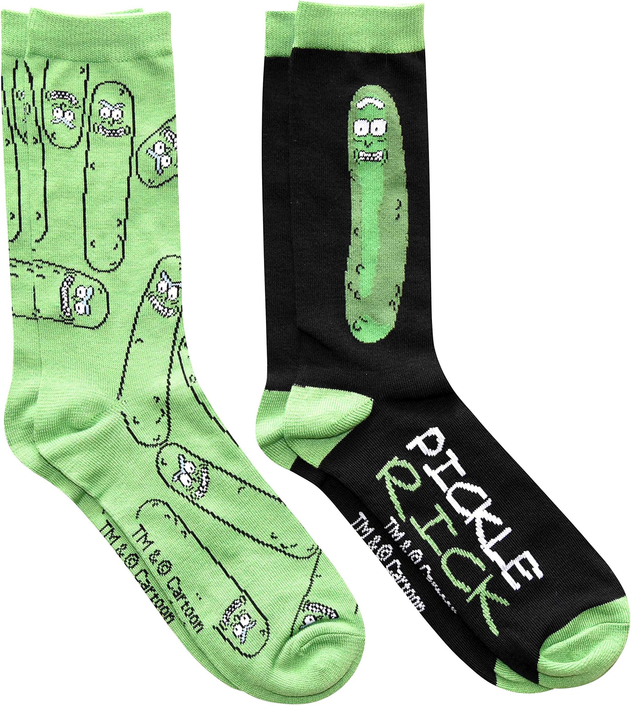 Rick And Morty Pickle Rick Men's Crew Socks 2 Pair Pack