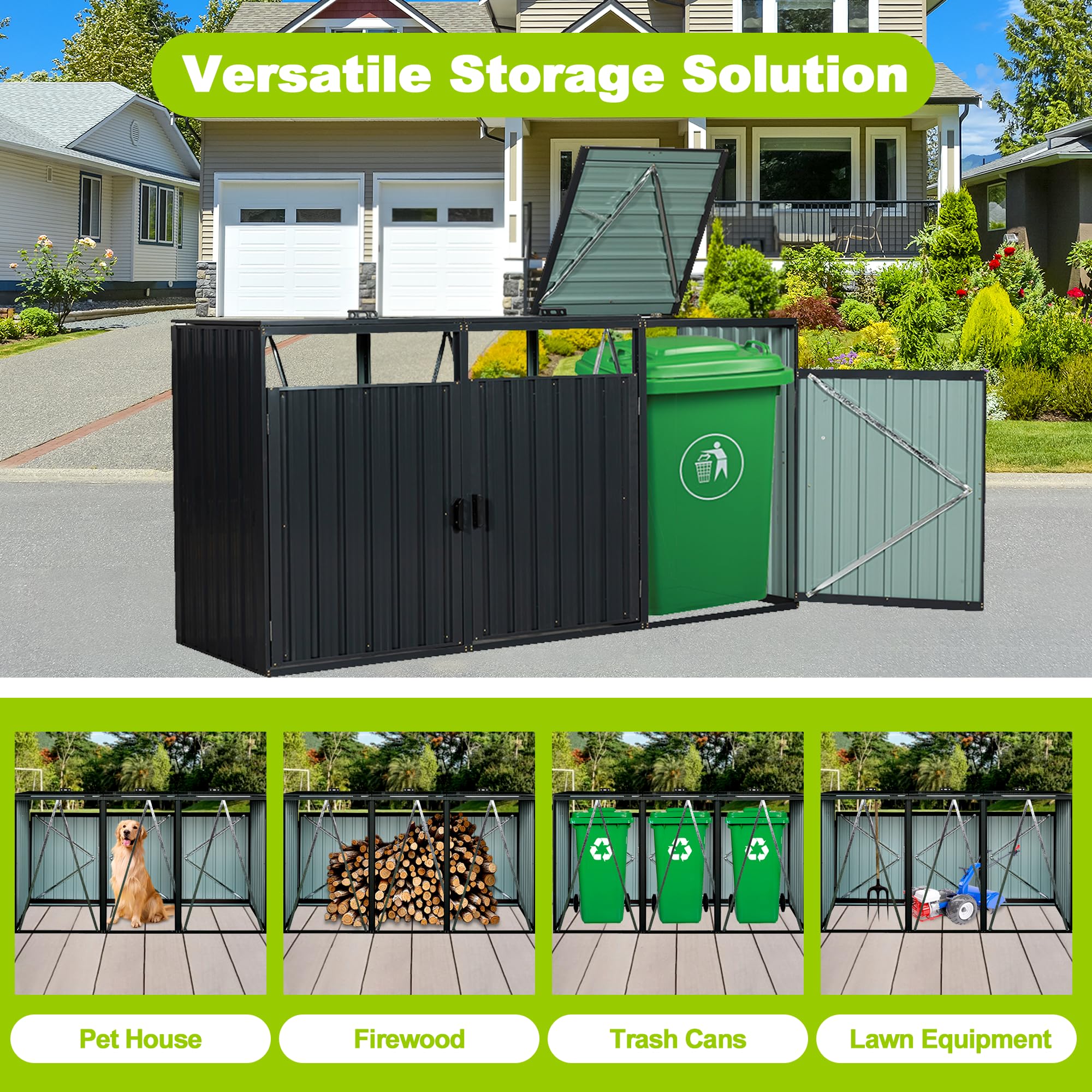 Casetas Jardin Resina VidaXL Cobertizo De Contenedor De Basura Acero  Antracita 72x81x115 Cm, Cobertizo Para Cubos De Basura, Cobertizo De Cubos  Para Exterior, Caseta Para Cubos De Basura Garden Shed, image size:2000x2000