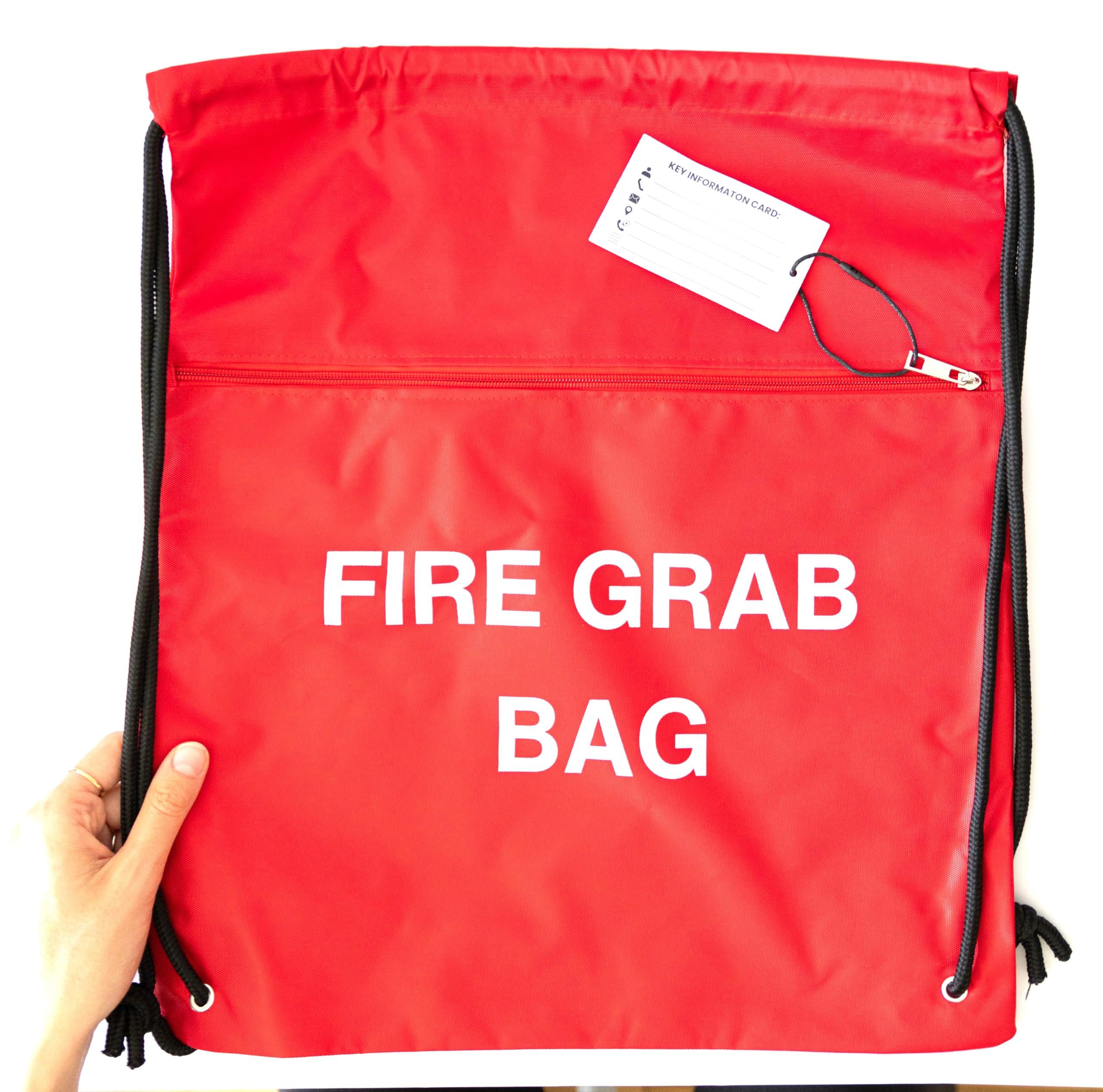 MediCounter Sac de secours avec cordon de serrage (42 x 49 cm) avec poches extérieures et intérieures zippées et étiquette d'informations - Résistant à l'eau - Rouge